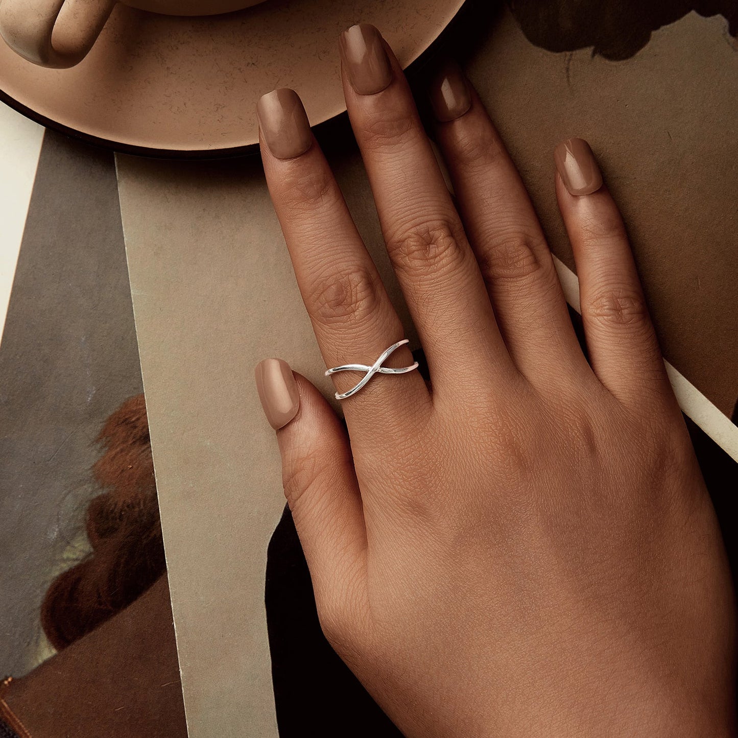 925 Sterling Silver Oxidized 0.7cm Ring for Women
