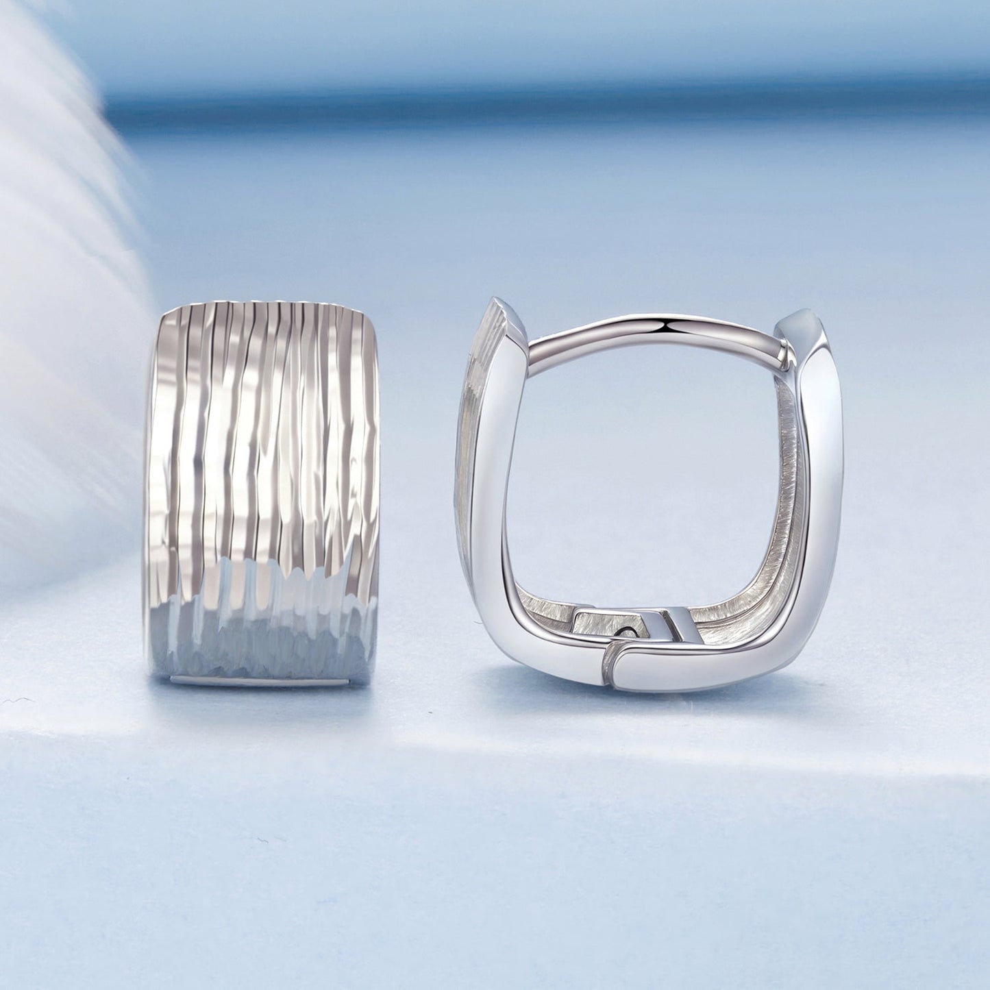 925 Sterling Silver Earrings for Women with White Gold Plating - 1.1cm x 0.7cm