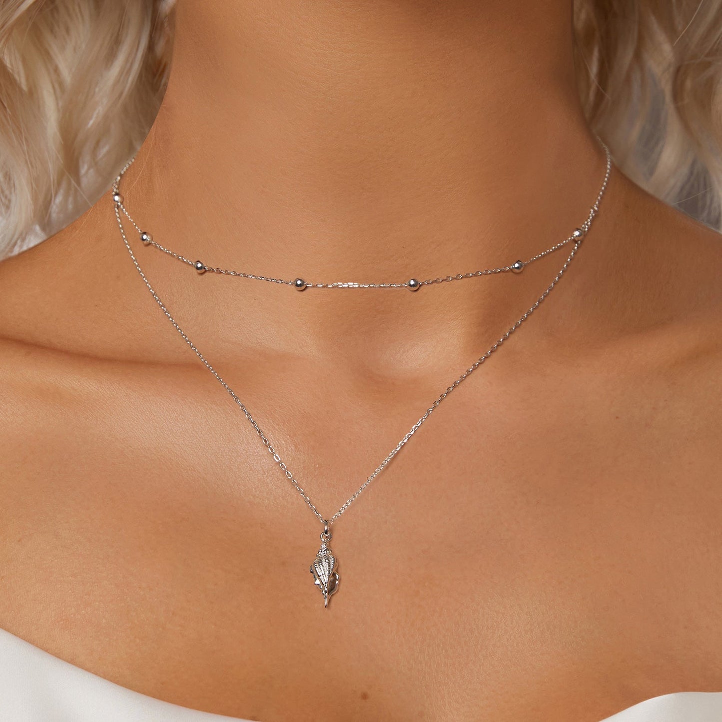 925 Sterling Silver Plated White Gold Adjustable Necklace
