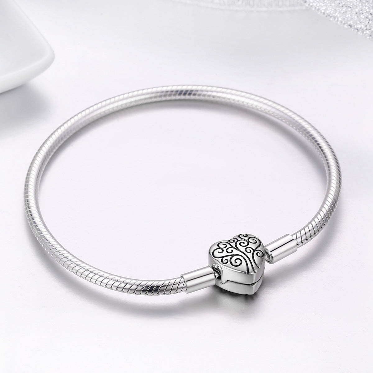 SCB 925 Sterling Silver Bracelet in Classic Style, Size 17.0 for Women