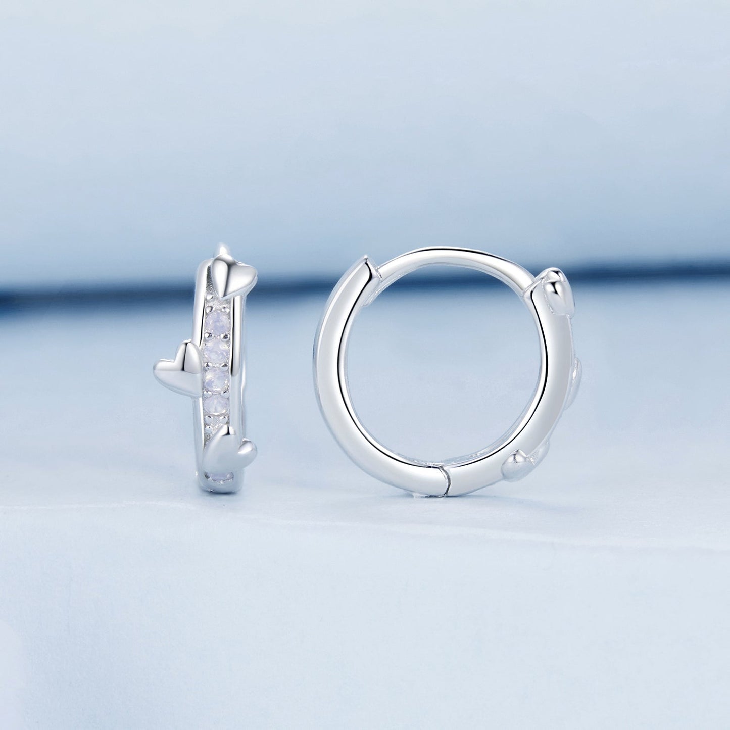 925 Sterling Silver Nano Opal Earrings for Women - White Gold Plated - 12x5mm