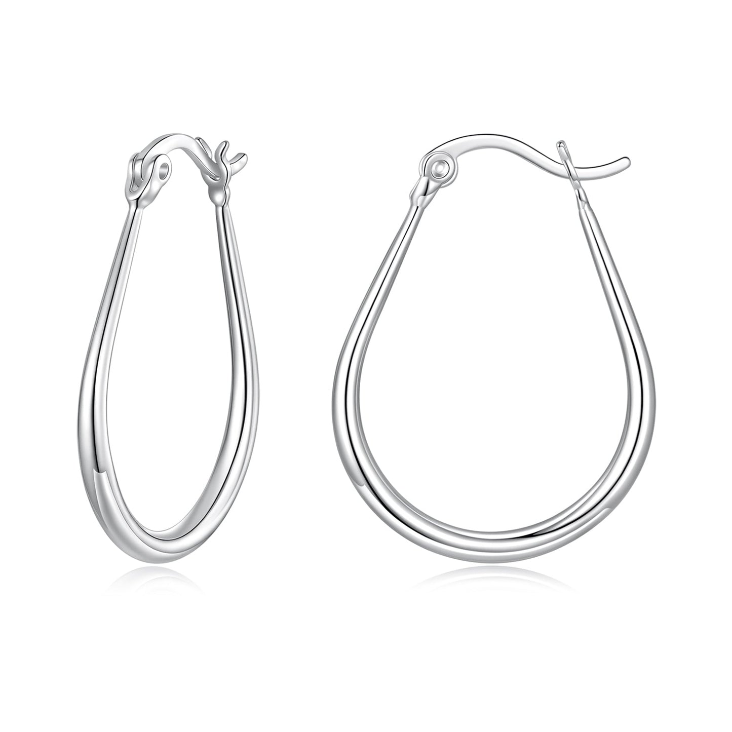 925 Sterling Silver Earrings for Women - 2.9x0.2cm, Plated White Gold, Style L