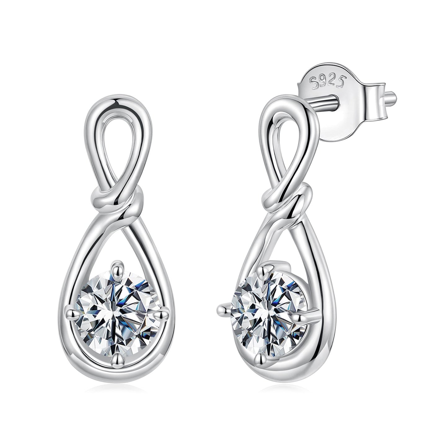 925 Sterling Silver 0.5 Carat Moissanite Earrings for Women