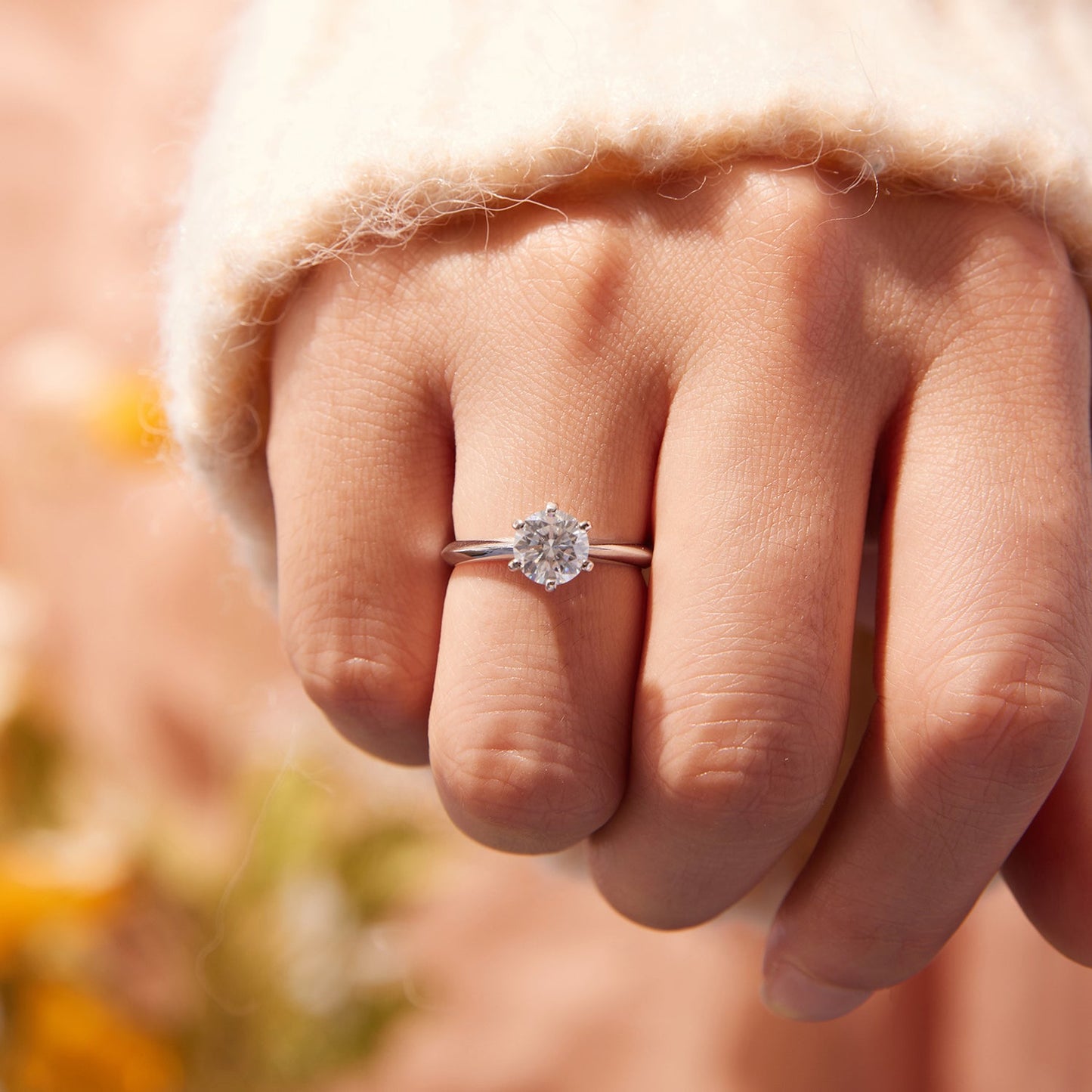 925 Sterling Silver Moissanite 1 Carat Ring Size 6