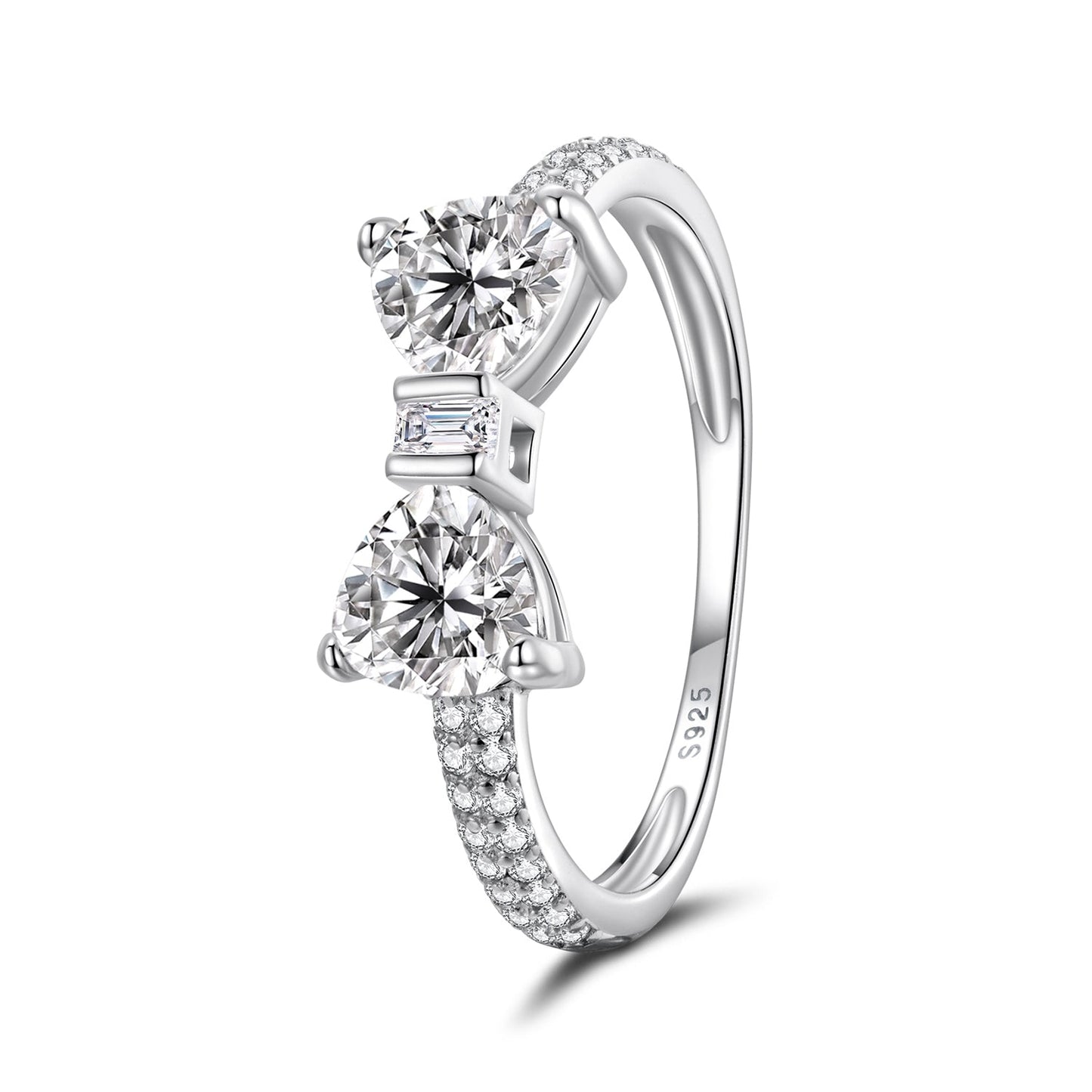 925 Sterling Silver White Gold Plated 1.2cm Pendant Ring Size 6 for Women