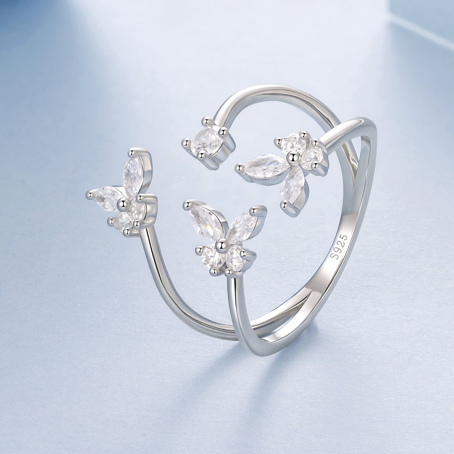 925 Sterling Silver Pavé Setting CZ White Gold Plated Ring 0.18cm for Women