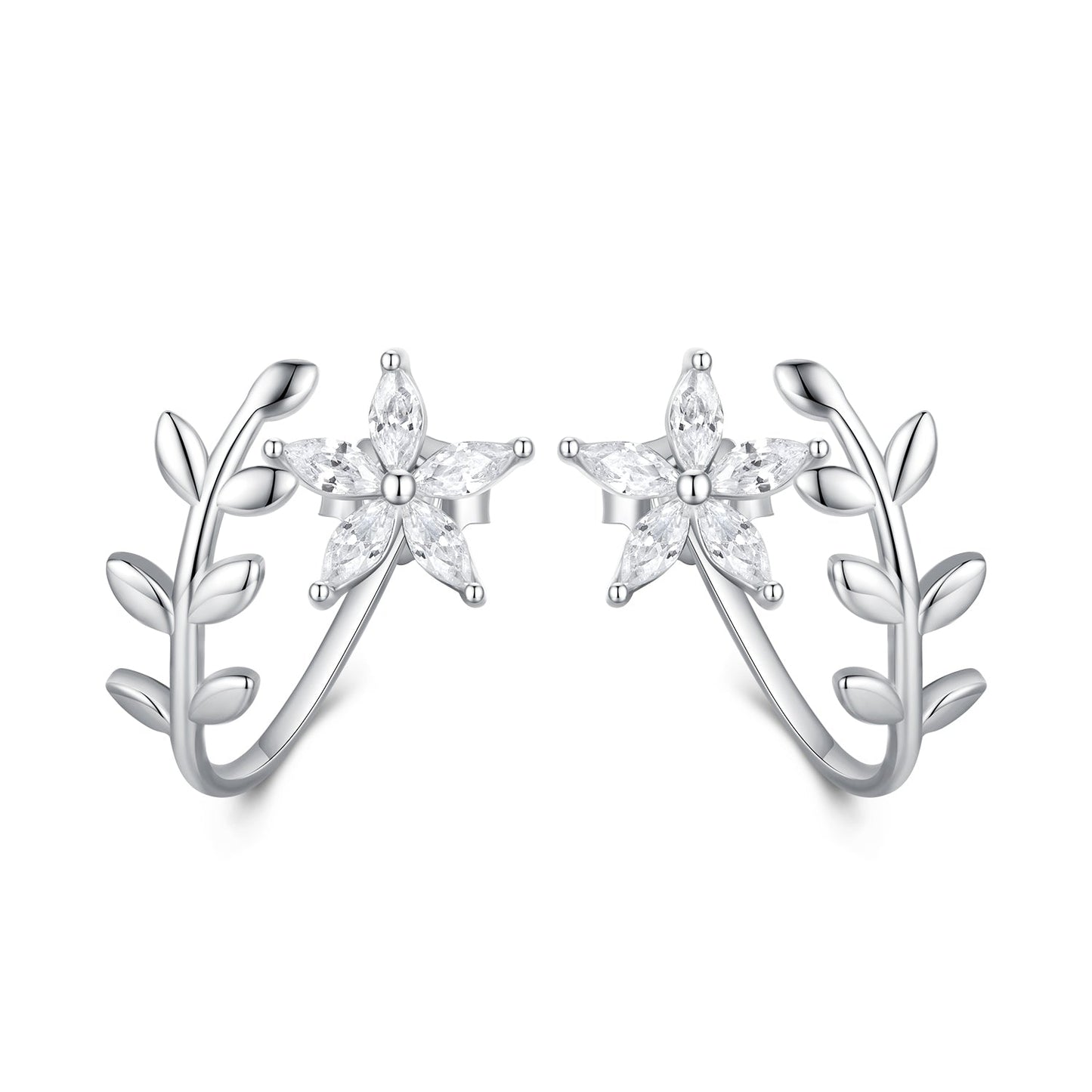 925 Sterling Silver Plated Platinum Earrings with CZ