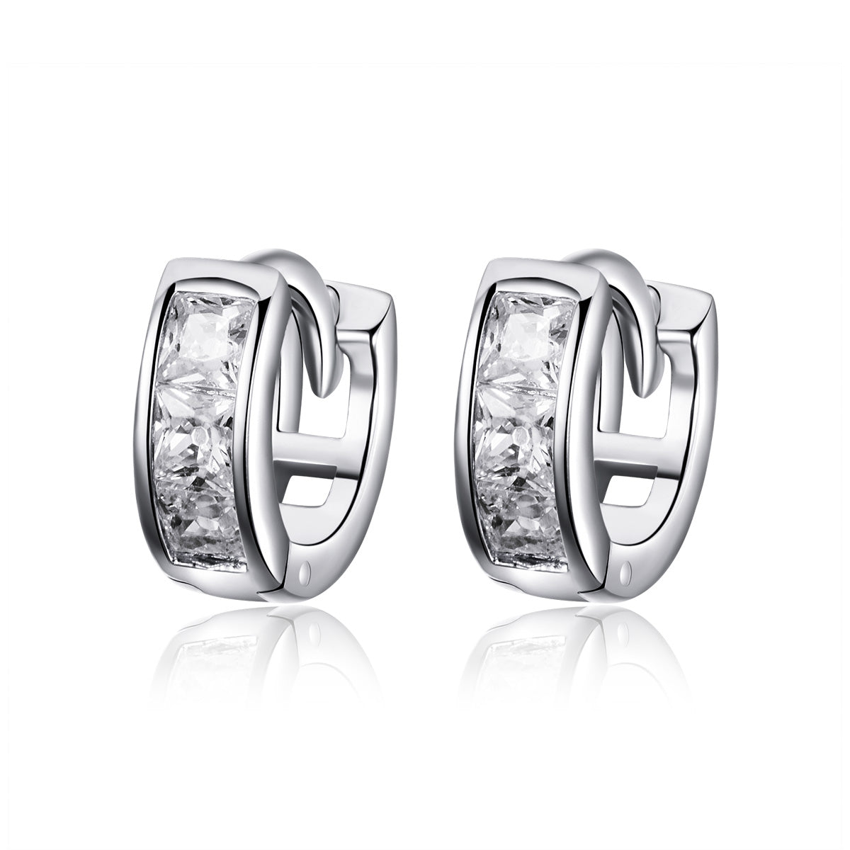 925 Sterling Silver Plated Platinum Pavé Setting CZ Earrings