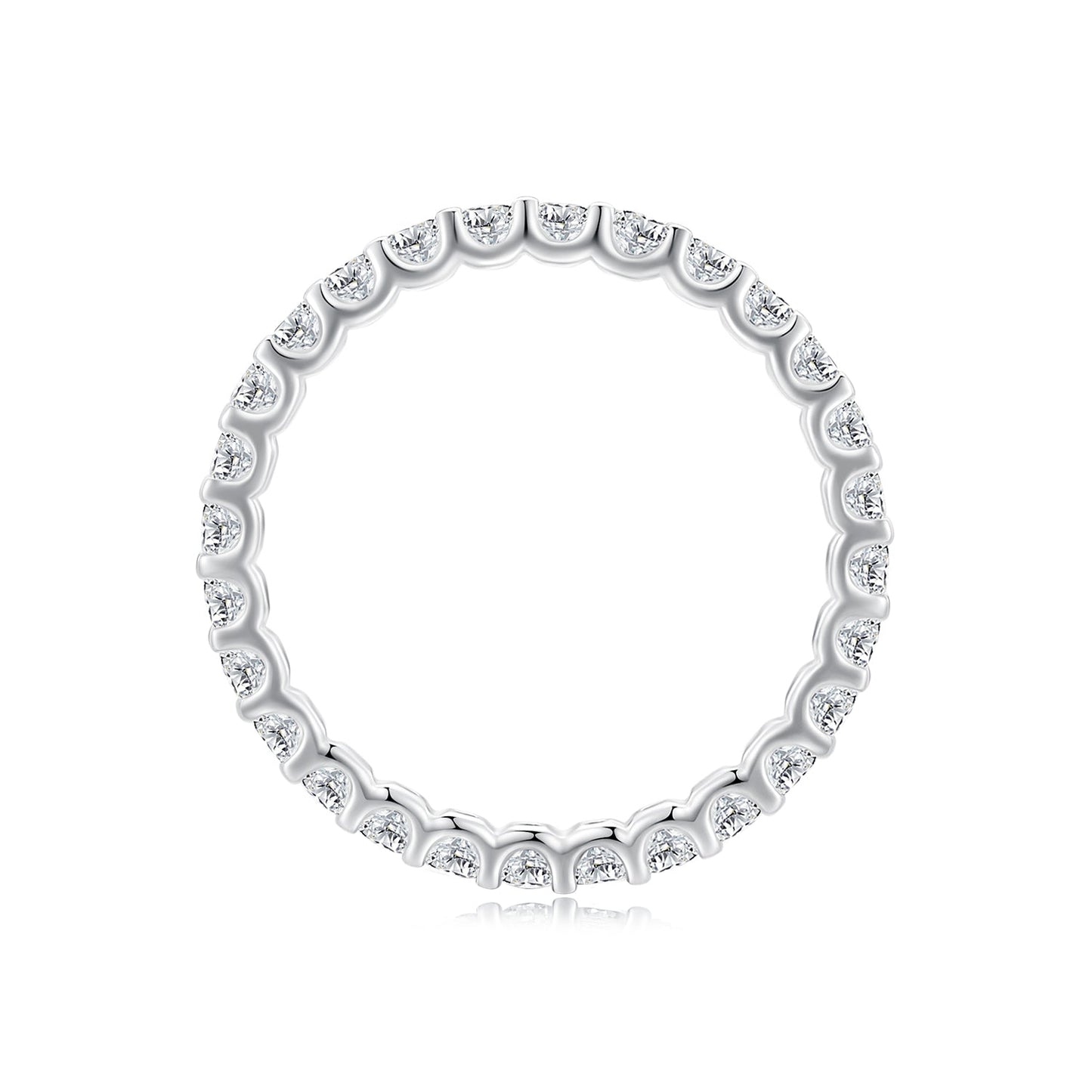 S925 Sterling Silver 2.0mm Moissanite Ring Size 9 for Women