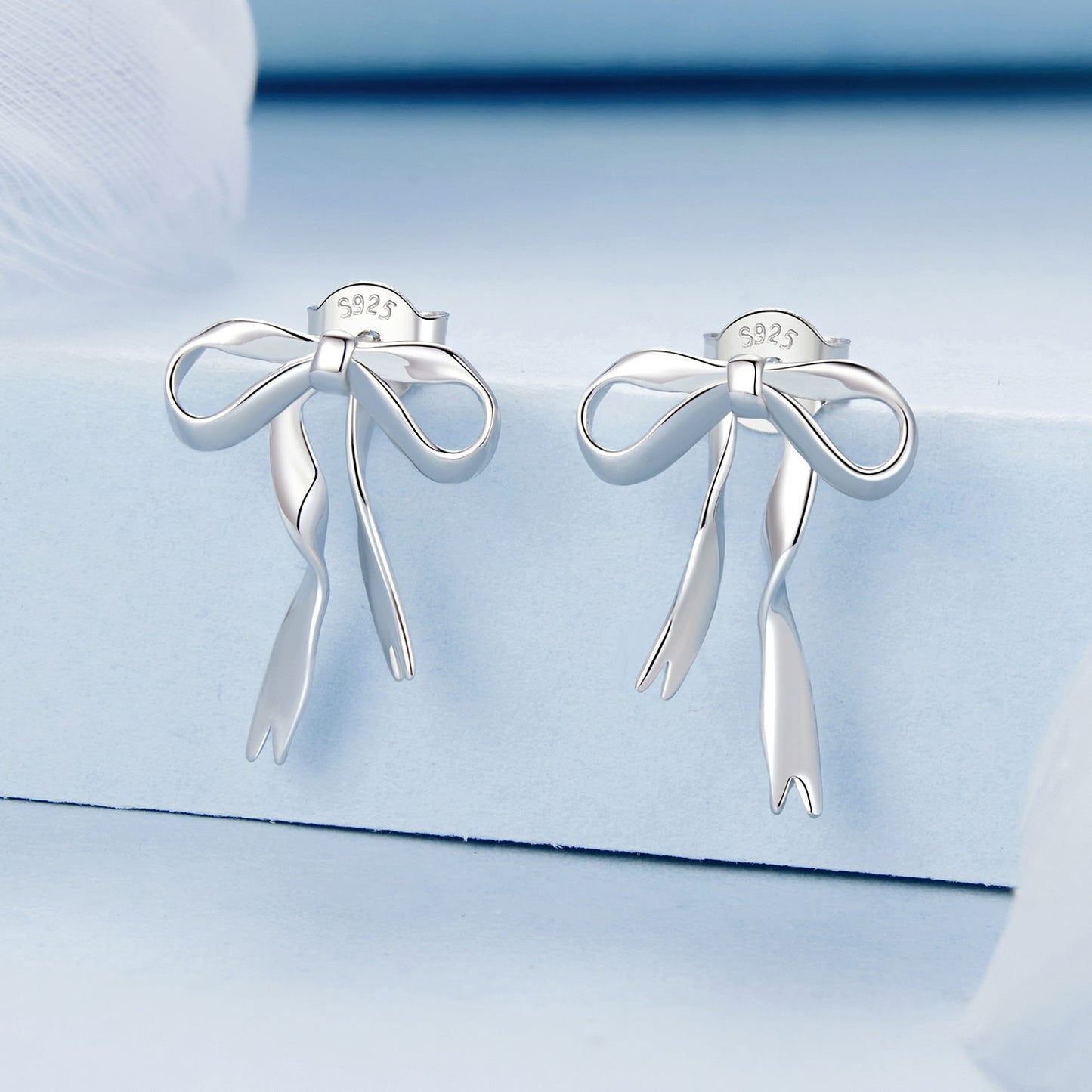 925 Sterling Silver Earrings with White Gold Plating - 1.8x1.3cm for Women