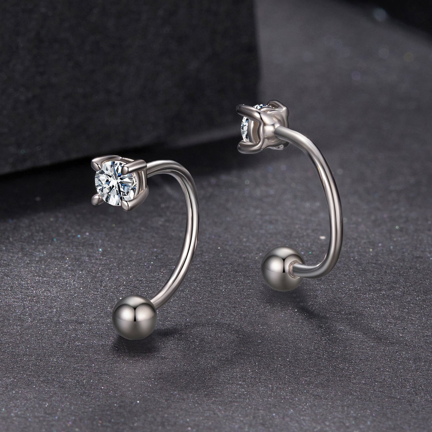 925 Sterling Silver Moissanite 0.1ct Earrings 1.3cm for Women