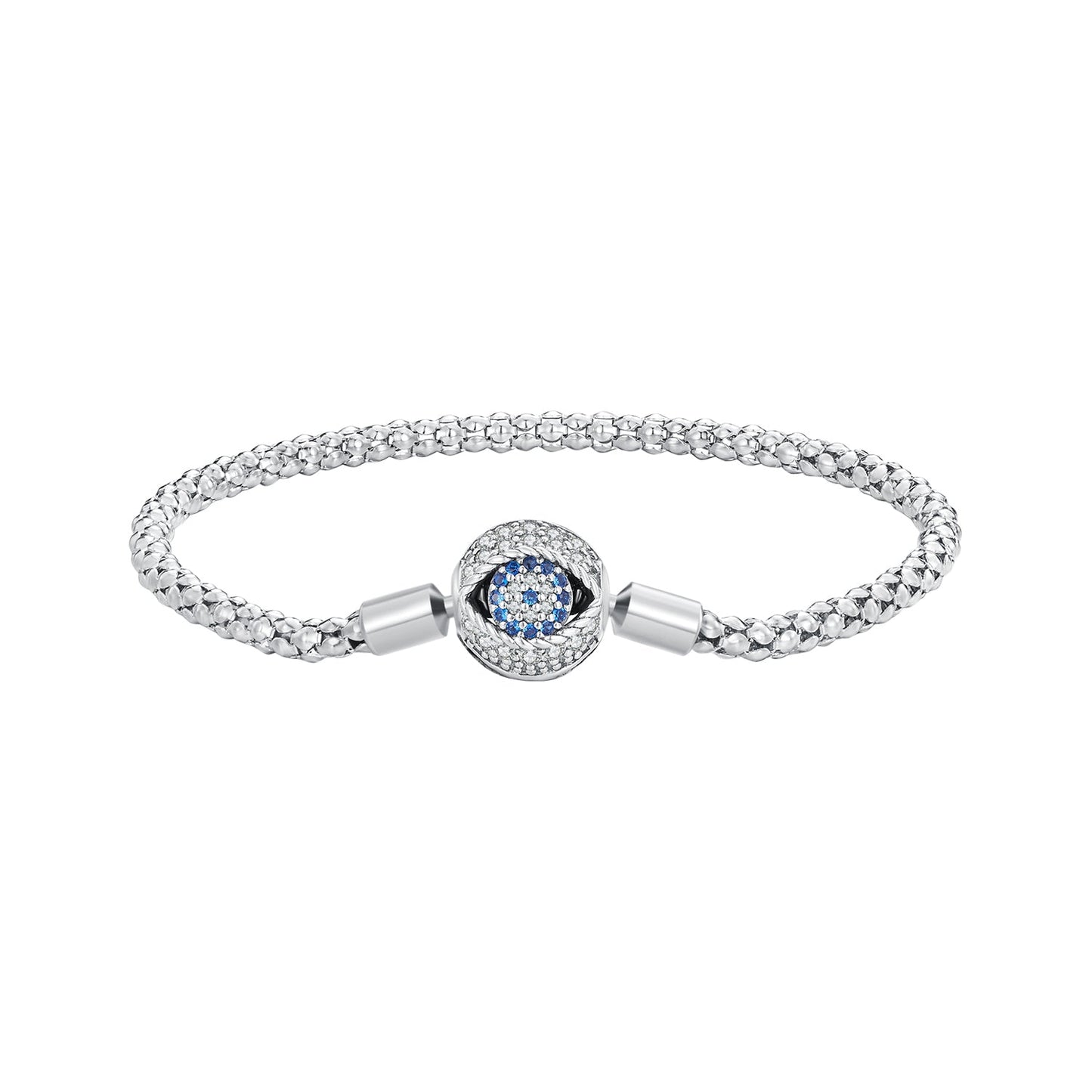 925 Sterling Silver Pavé Setting CZ 17.0 cm Oxidized Silver Bracelet for Women