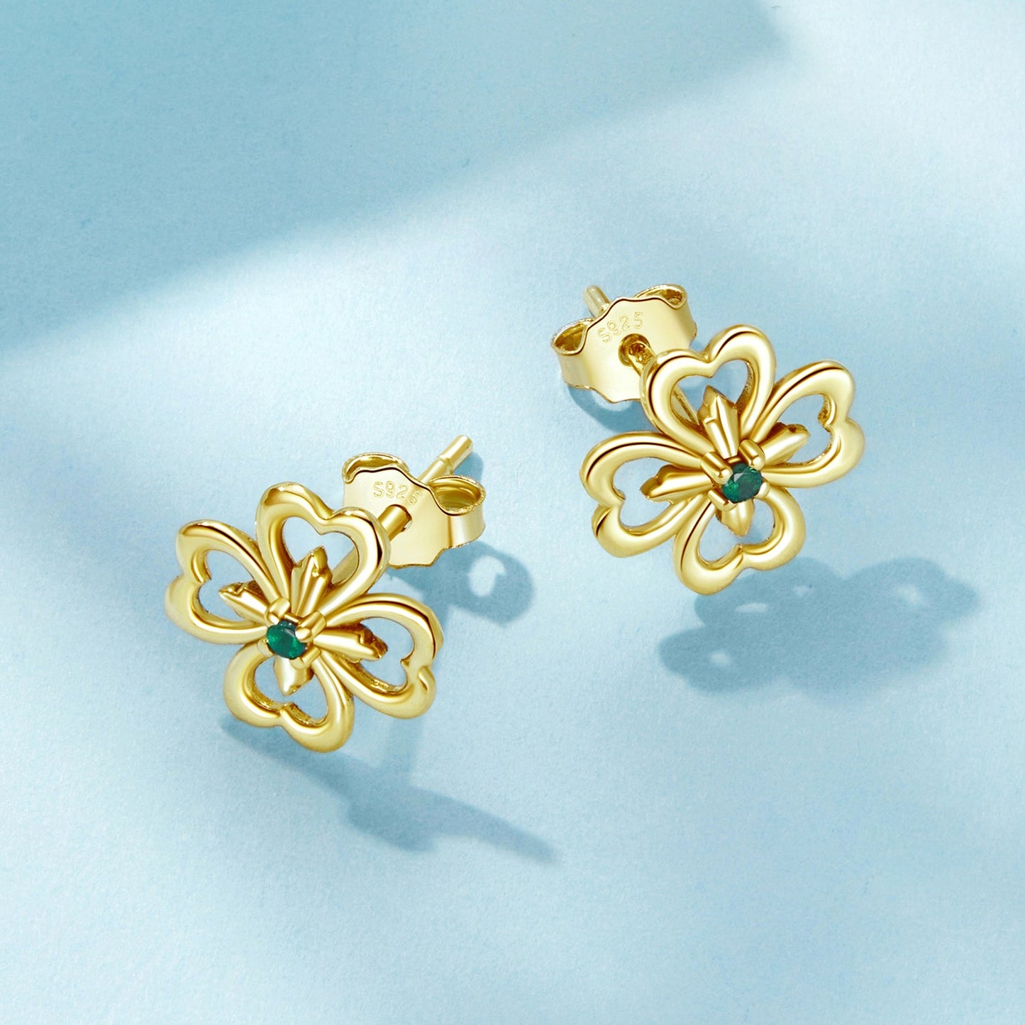 925 Sterling Silver Earrings with Pavé Setting CZ, 0.9cm, Oxidized Silver for Women