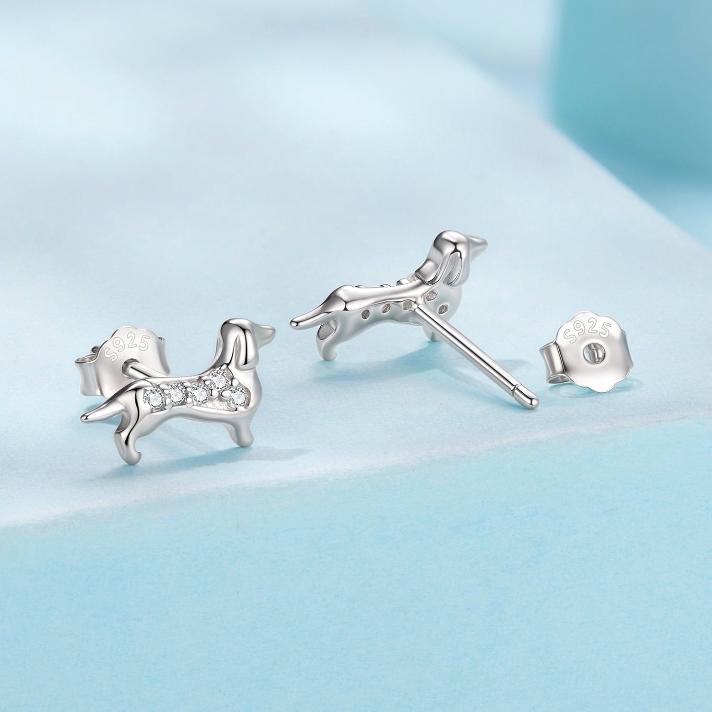 925 Sterling Silver Earrings with Pavé Setting and White Gold Plating for Women