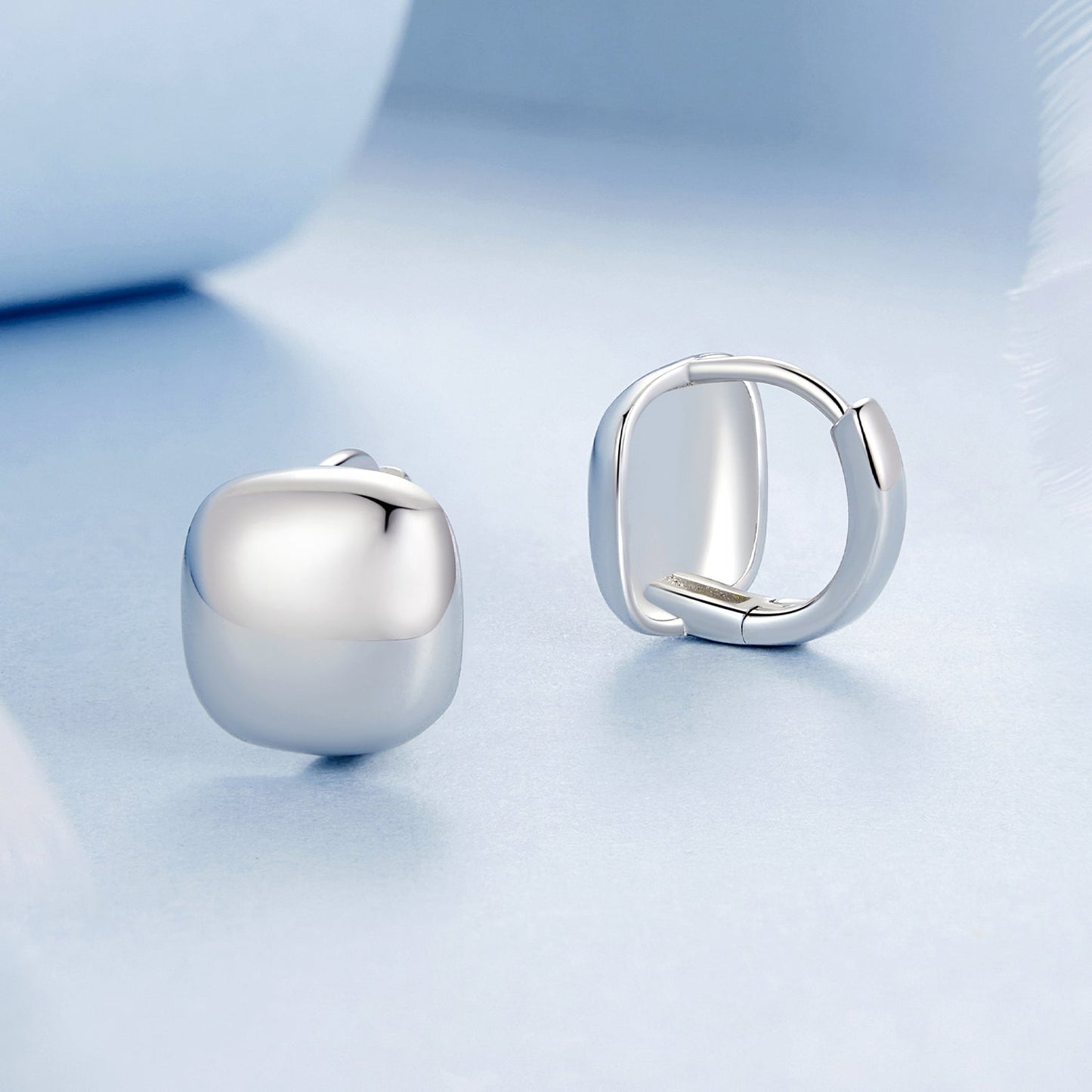 925 Sterling Silver Plated White Gold 10mm Earrings for Women