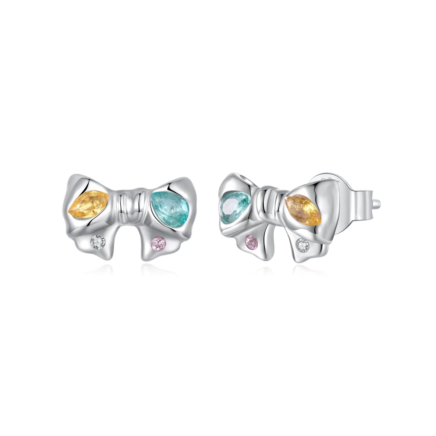 925 Sterling Silver Earrings with Transparent Glass and CZ for Women
