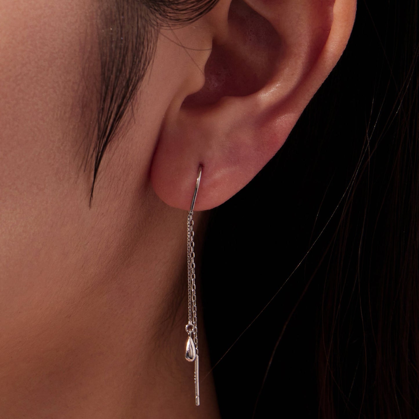 925 Sterling Silver Plated White Gold Water Droplet Earrings for Women