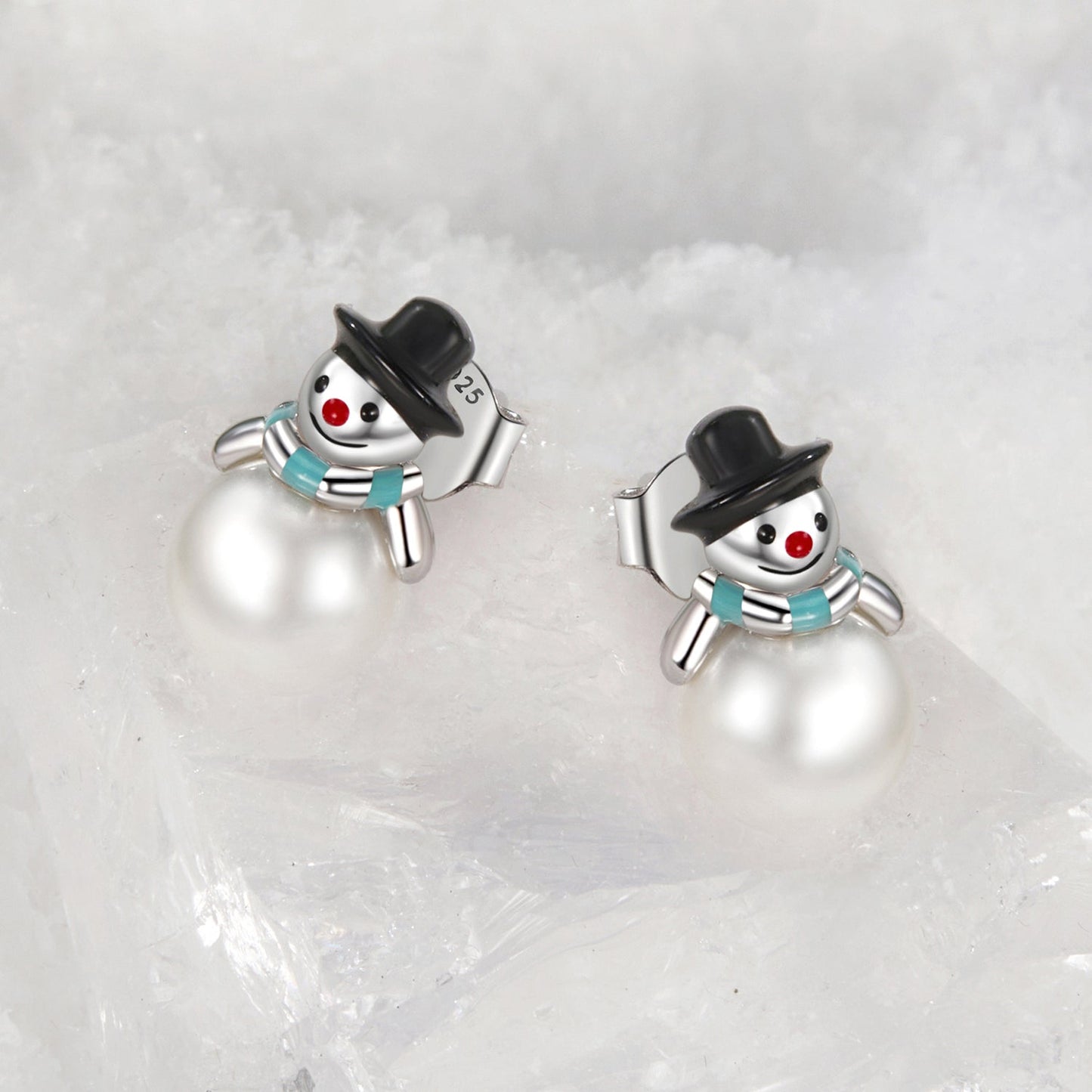 925 Sterling Silver White Gold Plated Quality Shell Pearl Earrings