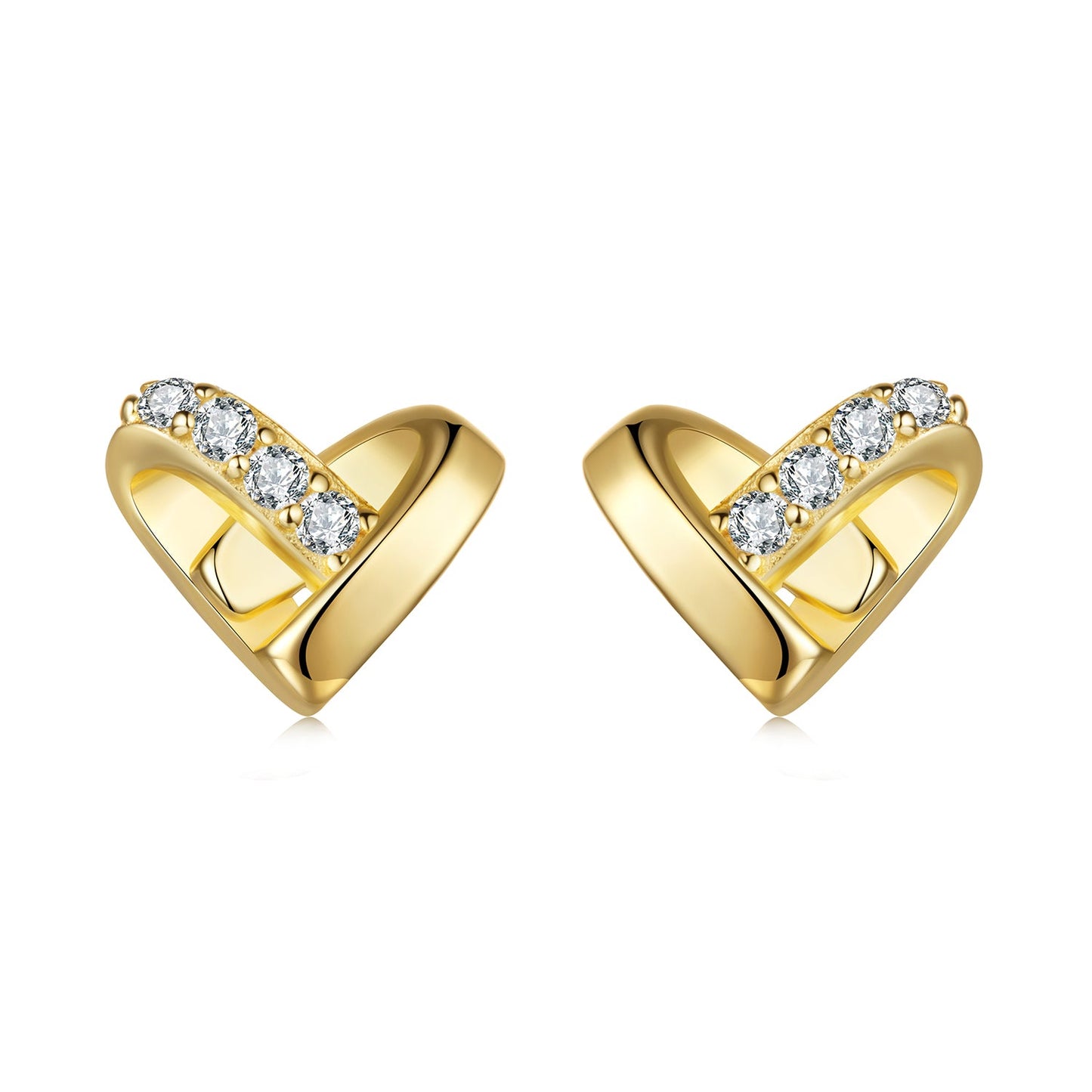 925 Sterling Silver Earrings with Pavé Setting CZ in Gold Plated