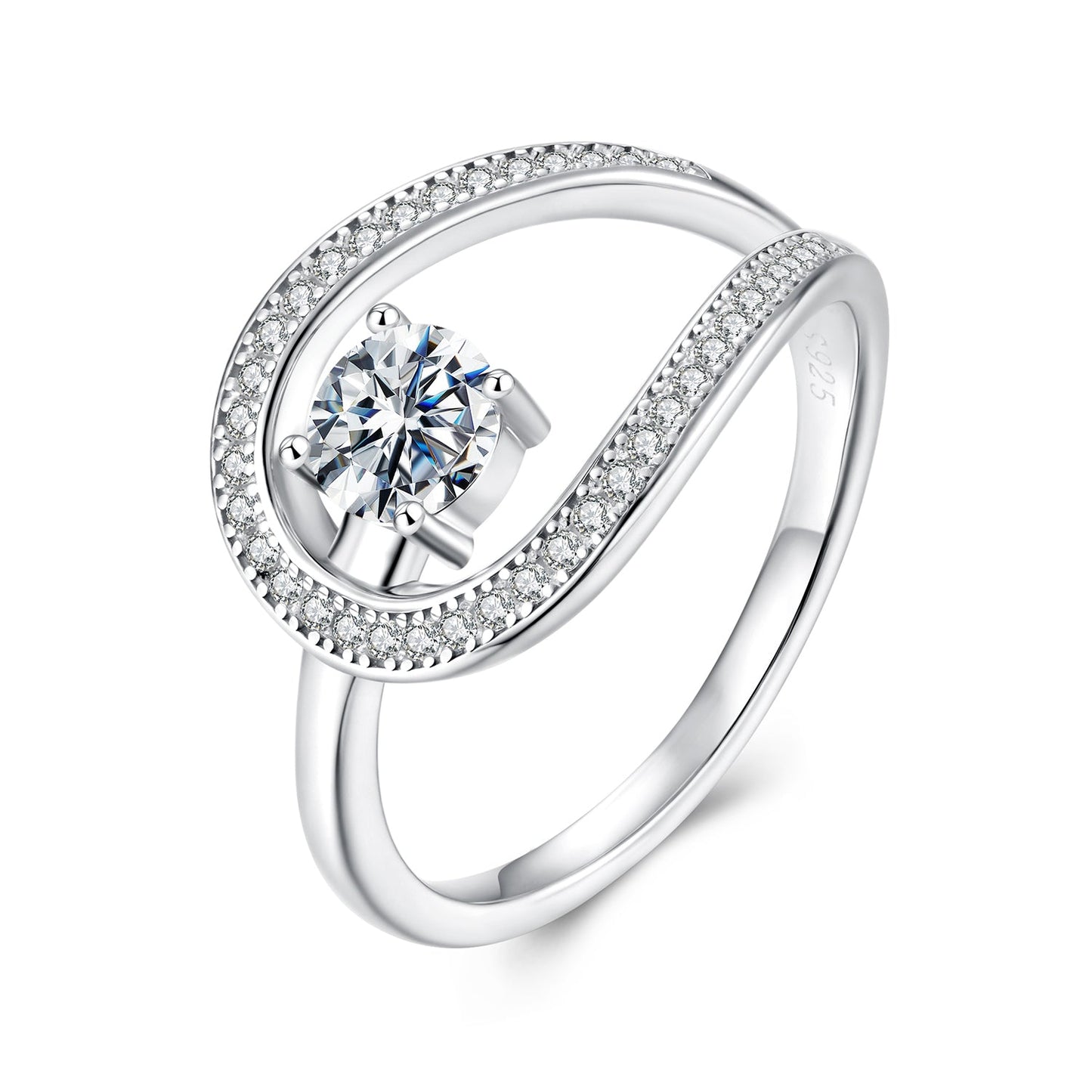 925 Sterling Silver 0.50 Carat Moissanite Ring Size 6 for Women