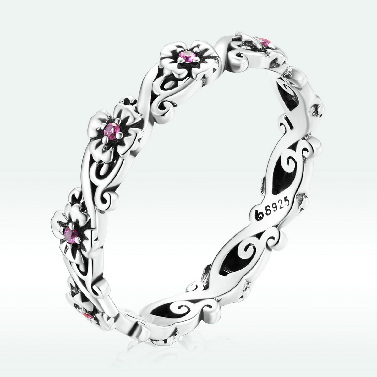 925 Sterling Silver Oxidized CZ Pavé Ring Size 6 for Women