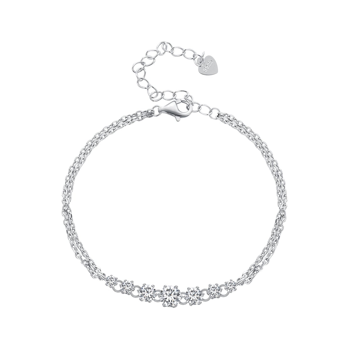 925 Sterling Silver 5MM Moissanite Bracelet for Women