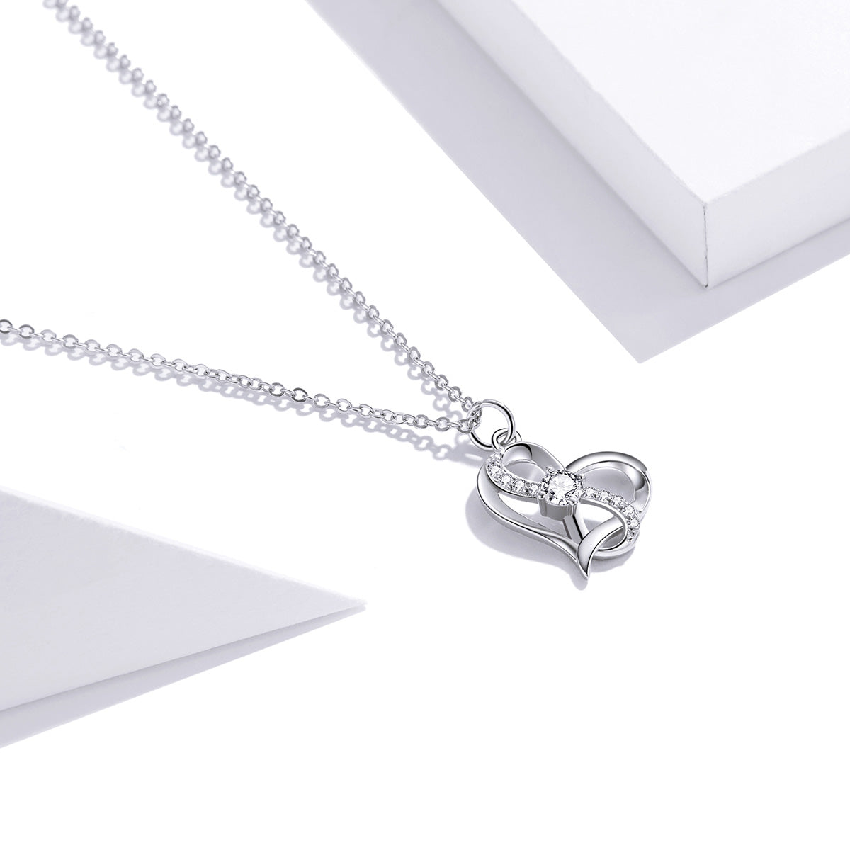 925 Sterling Silver Adjustable CZ Pendant Necklace