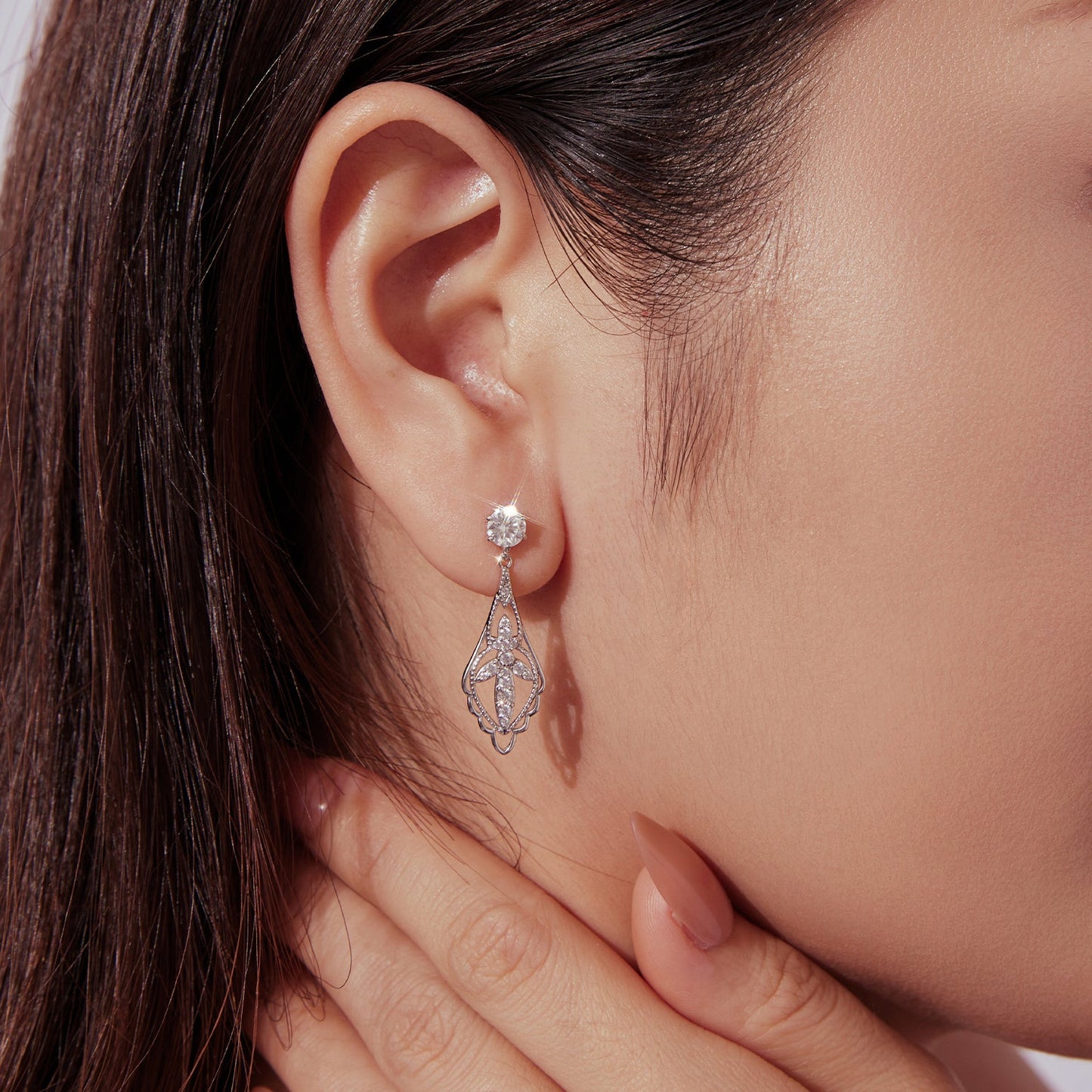 925 Sterling Silver 0.50 Carat Moissanite Earrings with White Gold Plating for Women