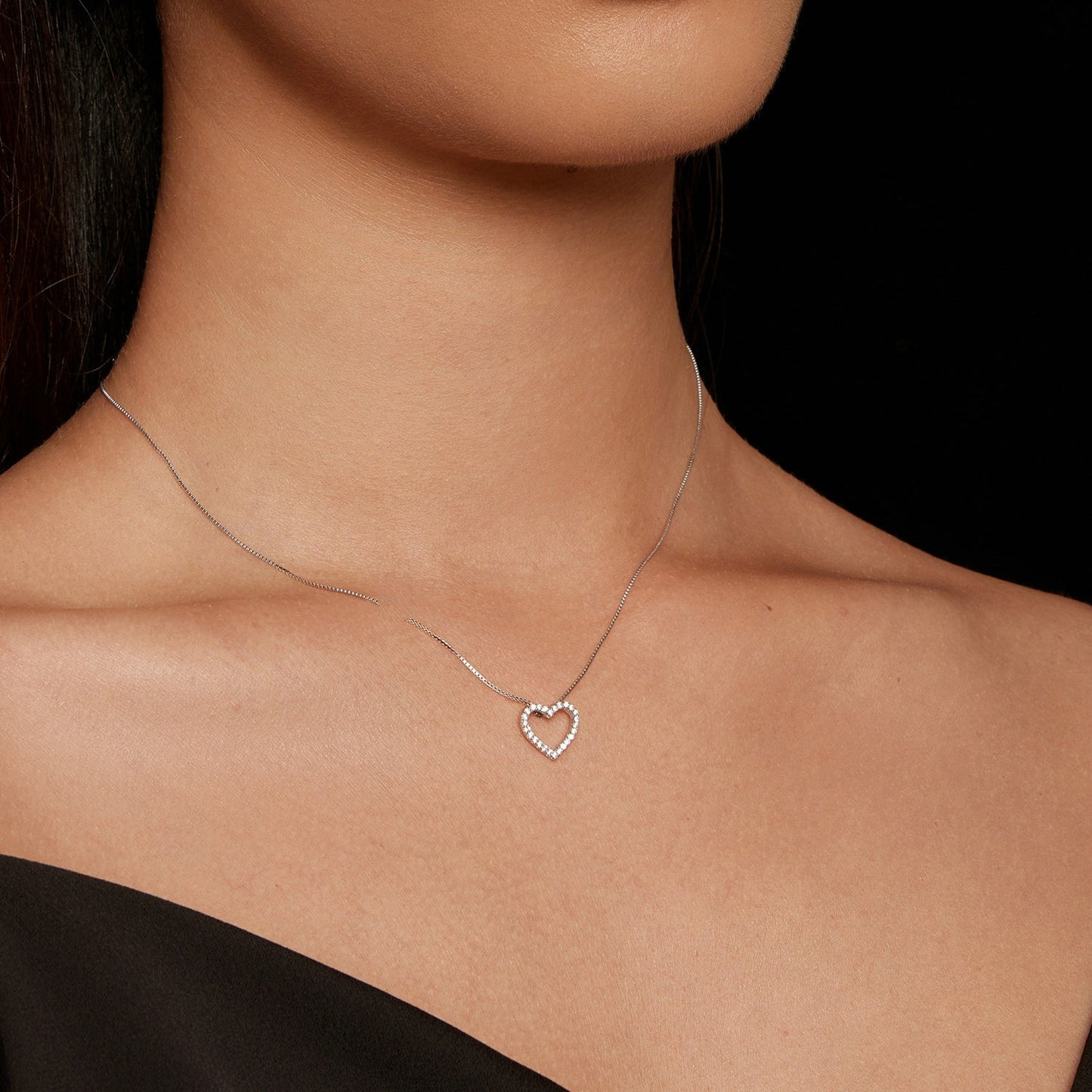S925 Sterling Silver Necklace with Moissanite, 400mm + 50mm, Platinum Plated, Women