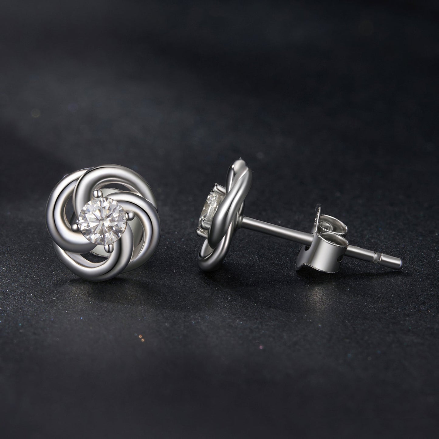 925 Sterling Silver Moissanite Earrings, 0.3cm, White Gold Plated, for Women