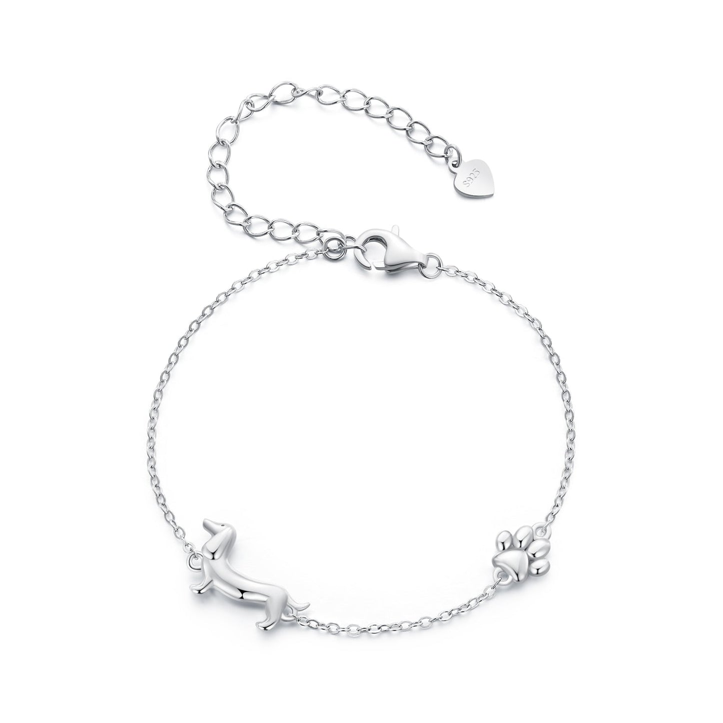925 Sterling Silver Plated Platinum 150mm+60mm Bracelet for Women