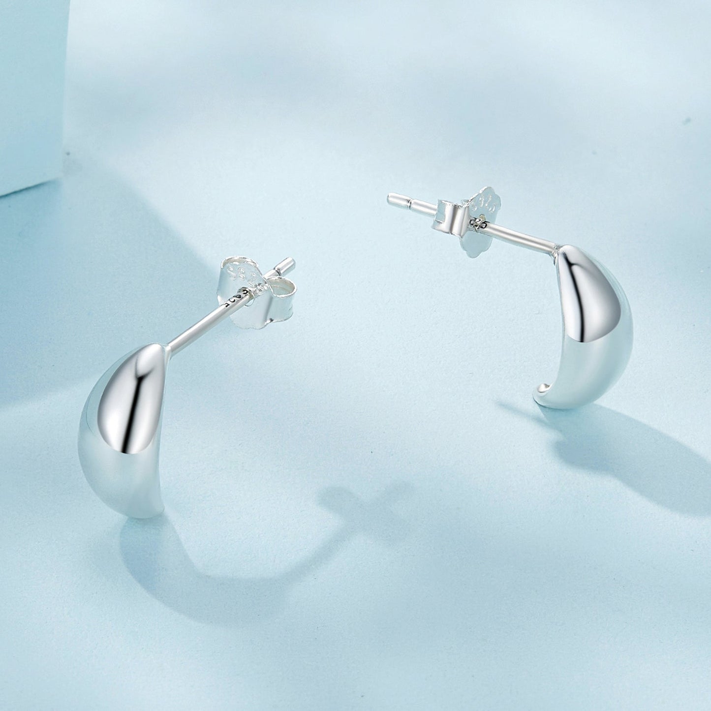 925 Sterling Silver Earrings, Size 10*5mm - Oxidized Silver for Women