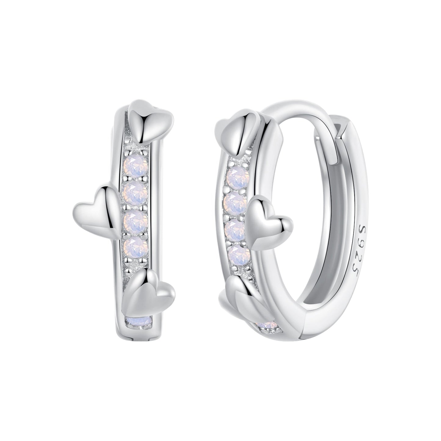 925 Sterling Silver Nano Opal Earrings for Women - White Gold Plated - 12x5mm