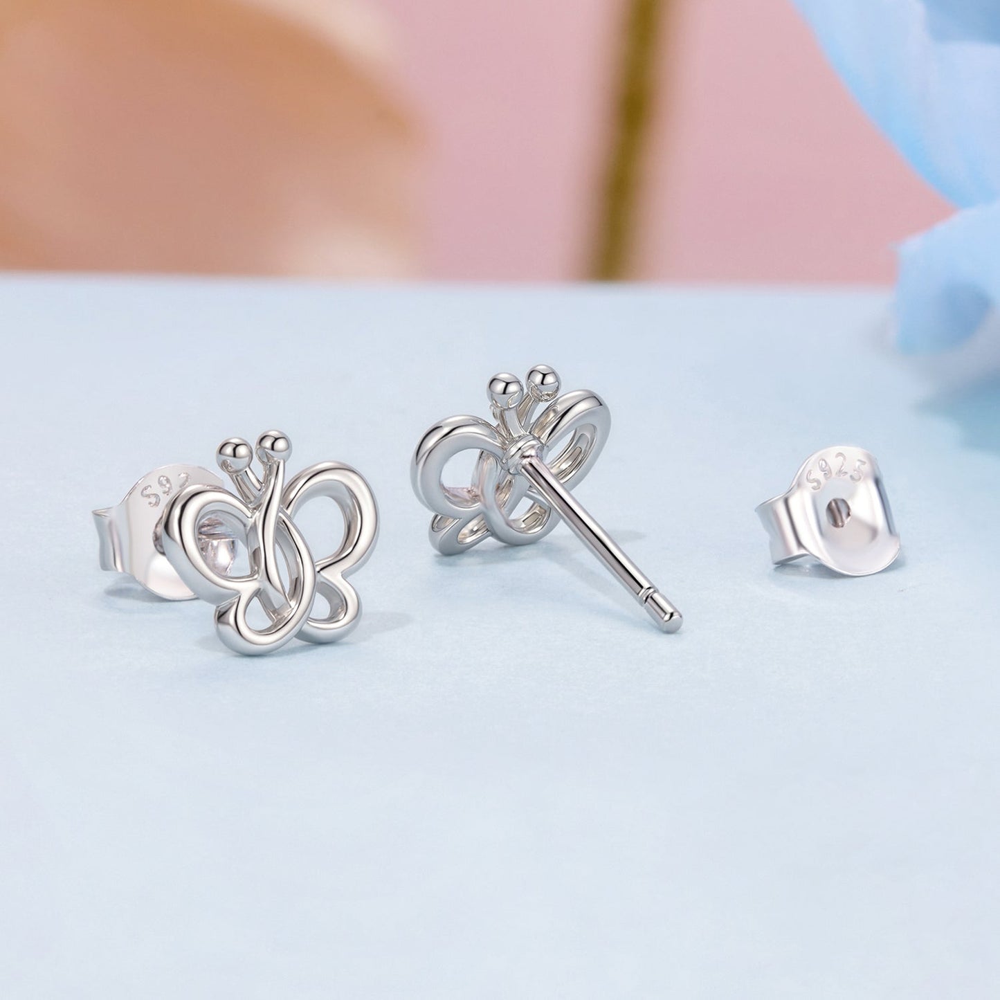 925 Sterling Silver Plated White Gold Earrings