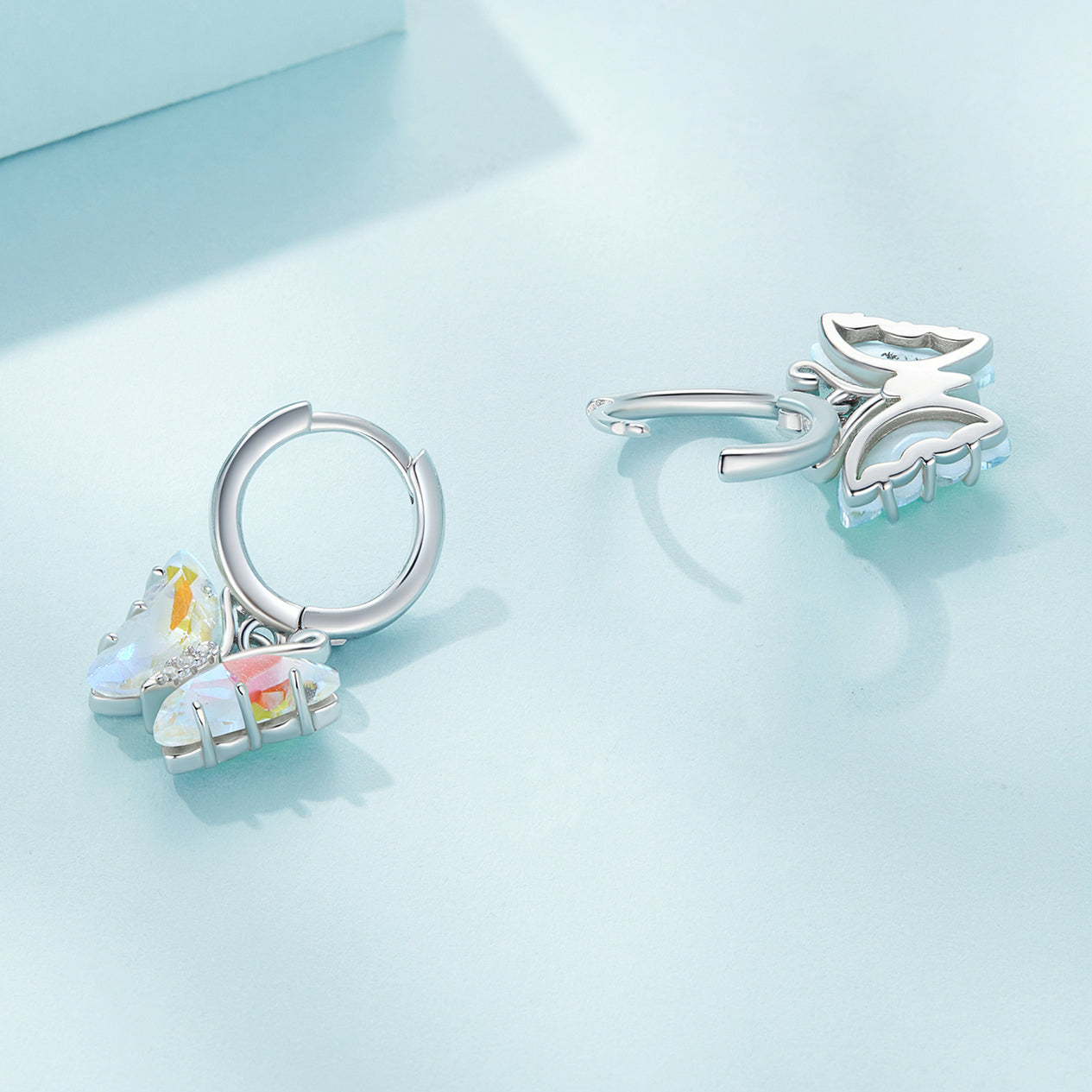 925 Sterling Silver Earrings with Resin, 23x13mm, Plated Platinum for Women