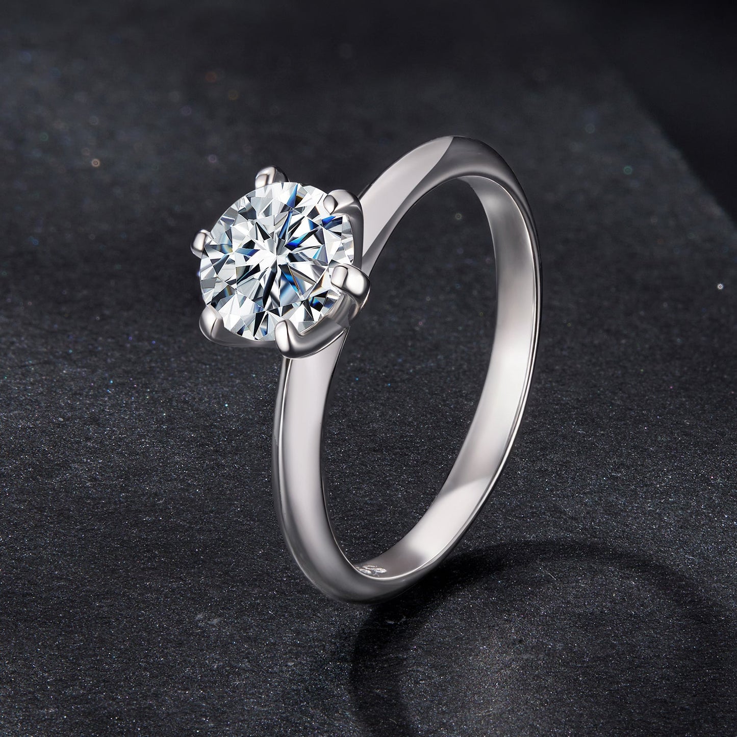 925 Sterling Silver Moissanite 1 Carat Ring Size 6