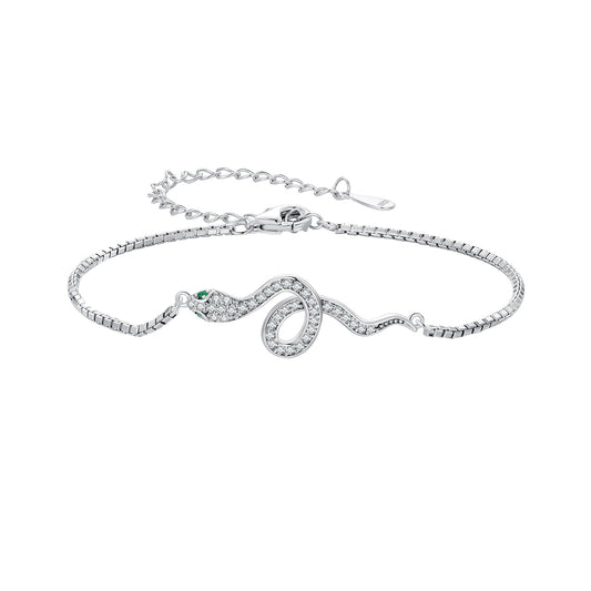S925 Sterling Silver & Pavé CZ Platinum-Plated Bracelet