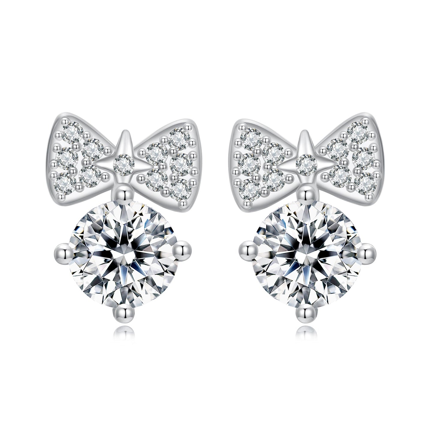 925 Sterling Silver Earrings with CZ and White Gold Plating for Women