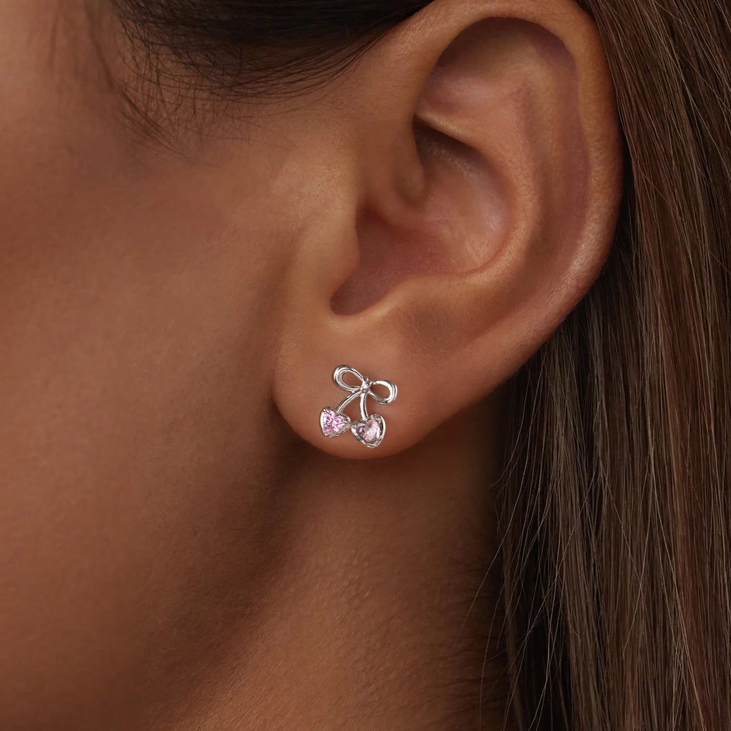 925 Sterling Silver Earrings with Pavé Setting CZ and Transparent Glass for Women