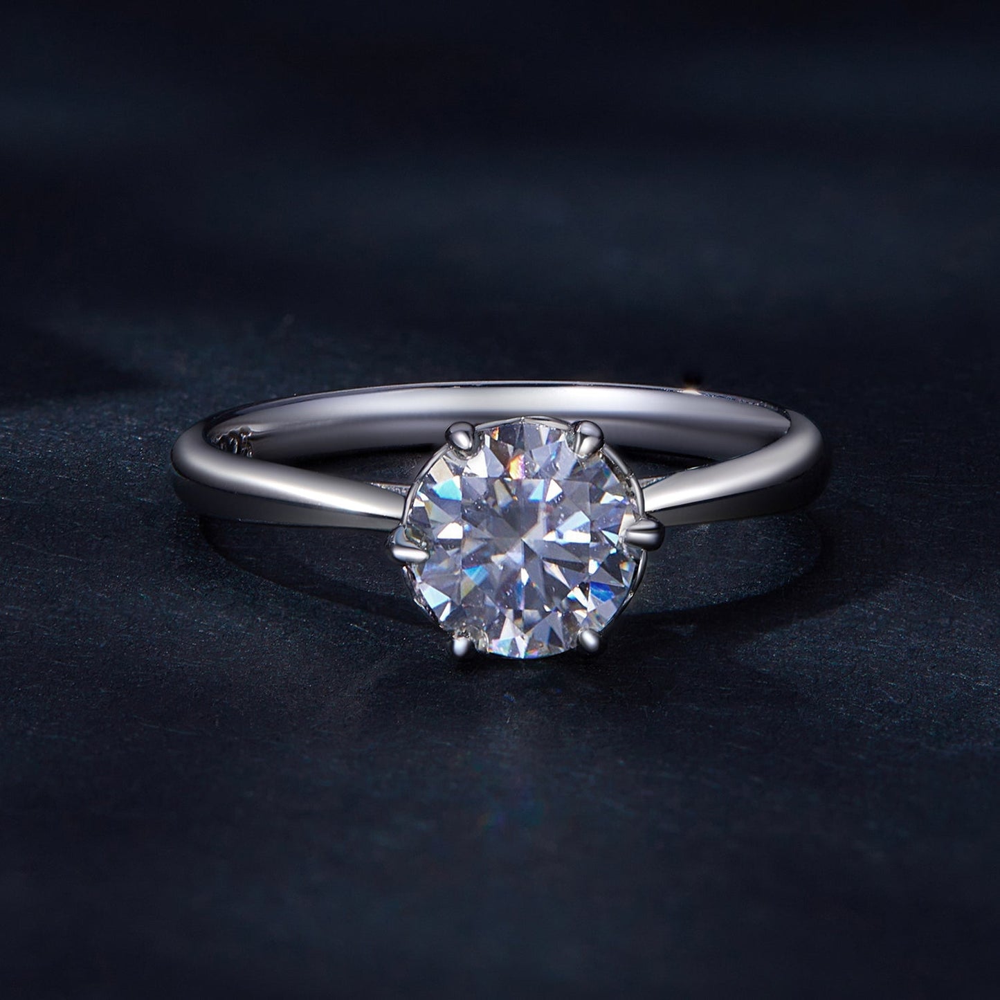 925 Sterling Silver Moissanite 1 Carat Ring Size 6 for Women