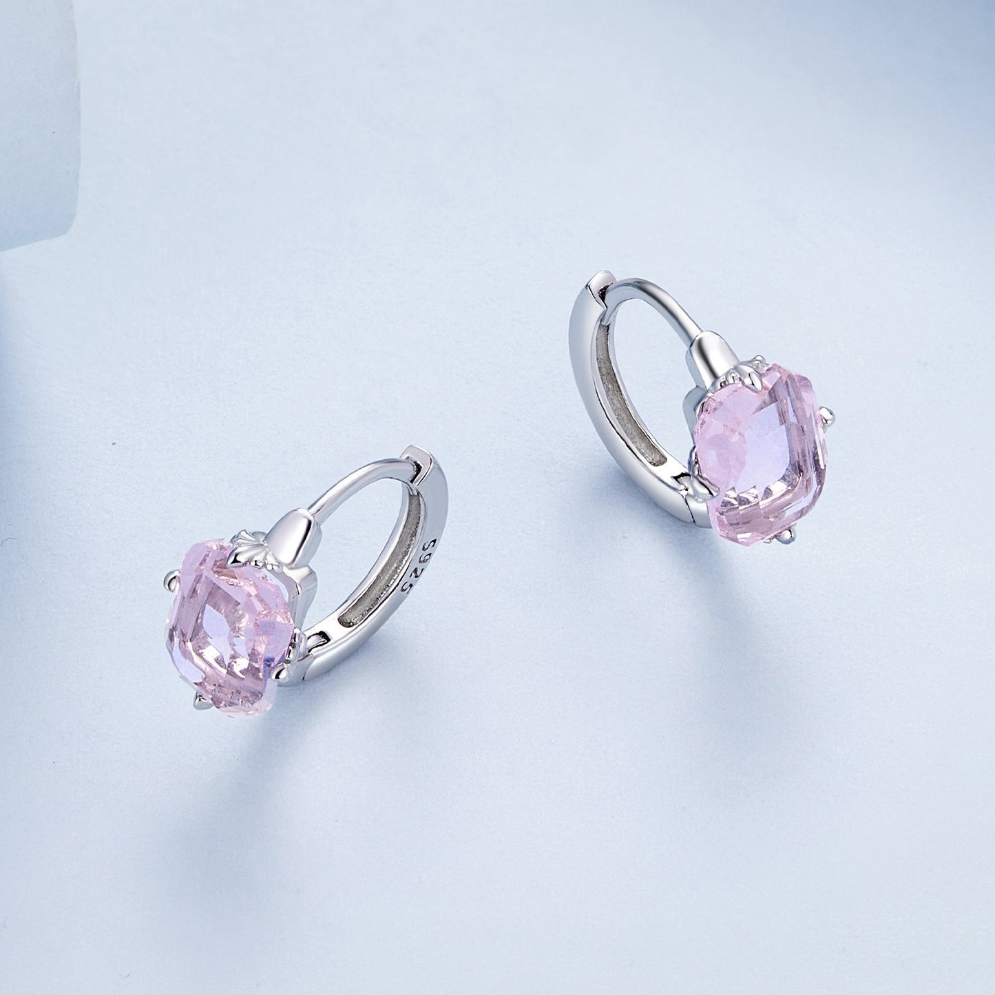 925 Sterling Silver Earrings with Transparent Glass, 12x7mm, for Women
