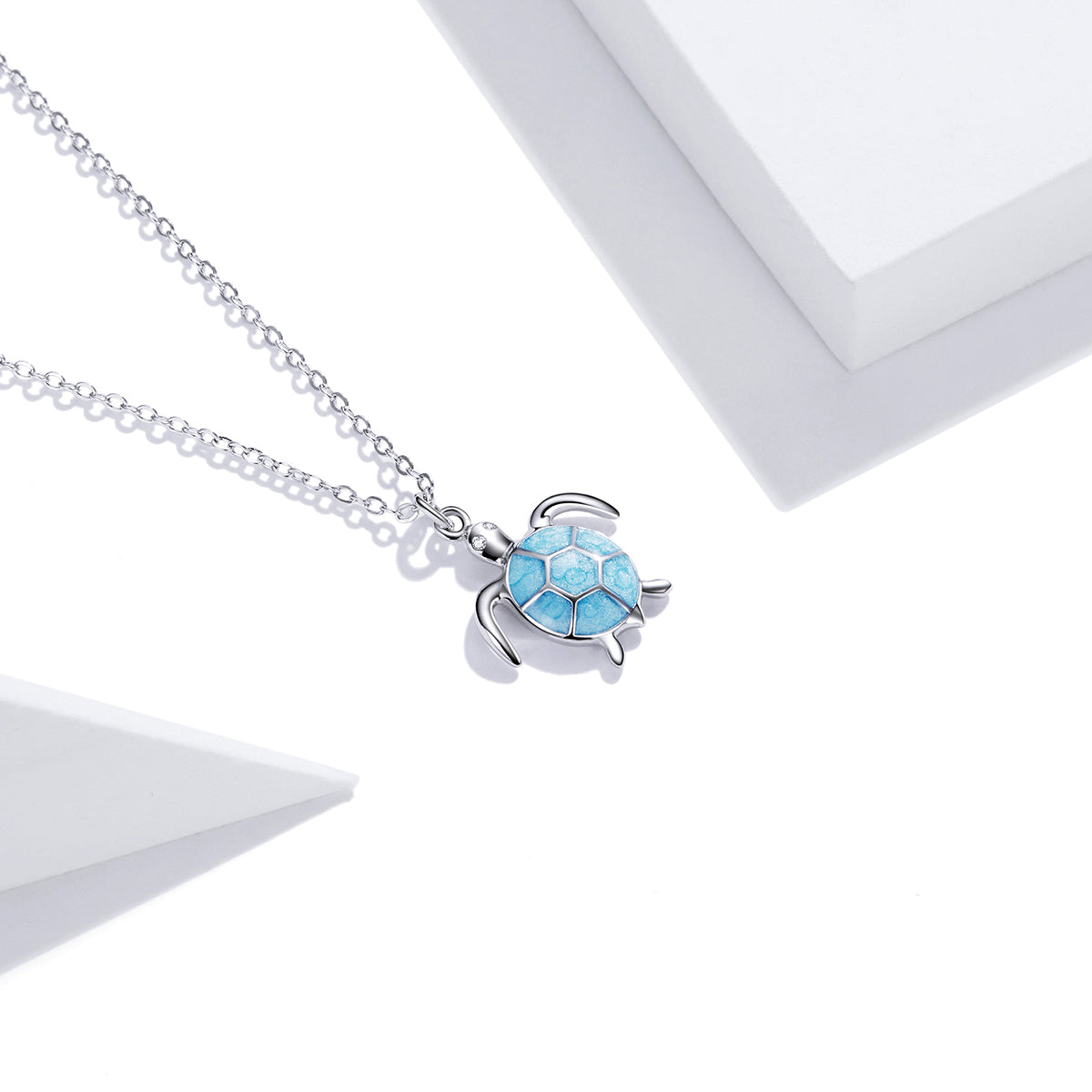 925 Sterling Silver Adjustable Necklace with Pavé CZ and Enamel, 44cm