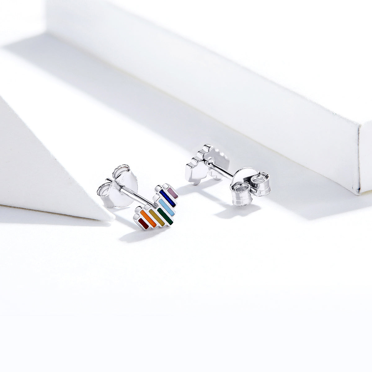 925 Sterling Silver Plated Platinum Earrings 0.5x0.6cm