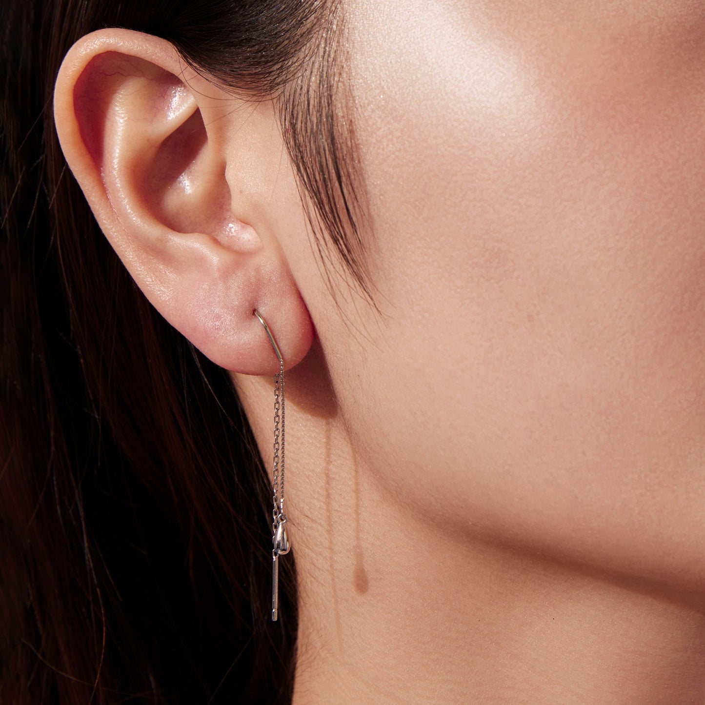 925 Sterling Silver Plated White Gold Water Droplet Earrings for Women