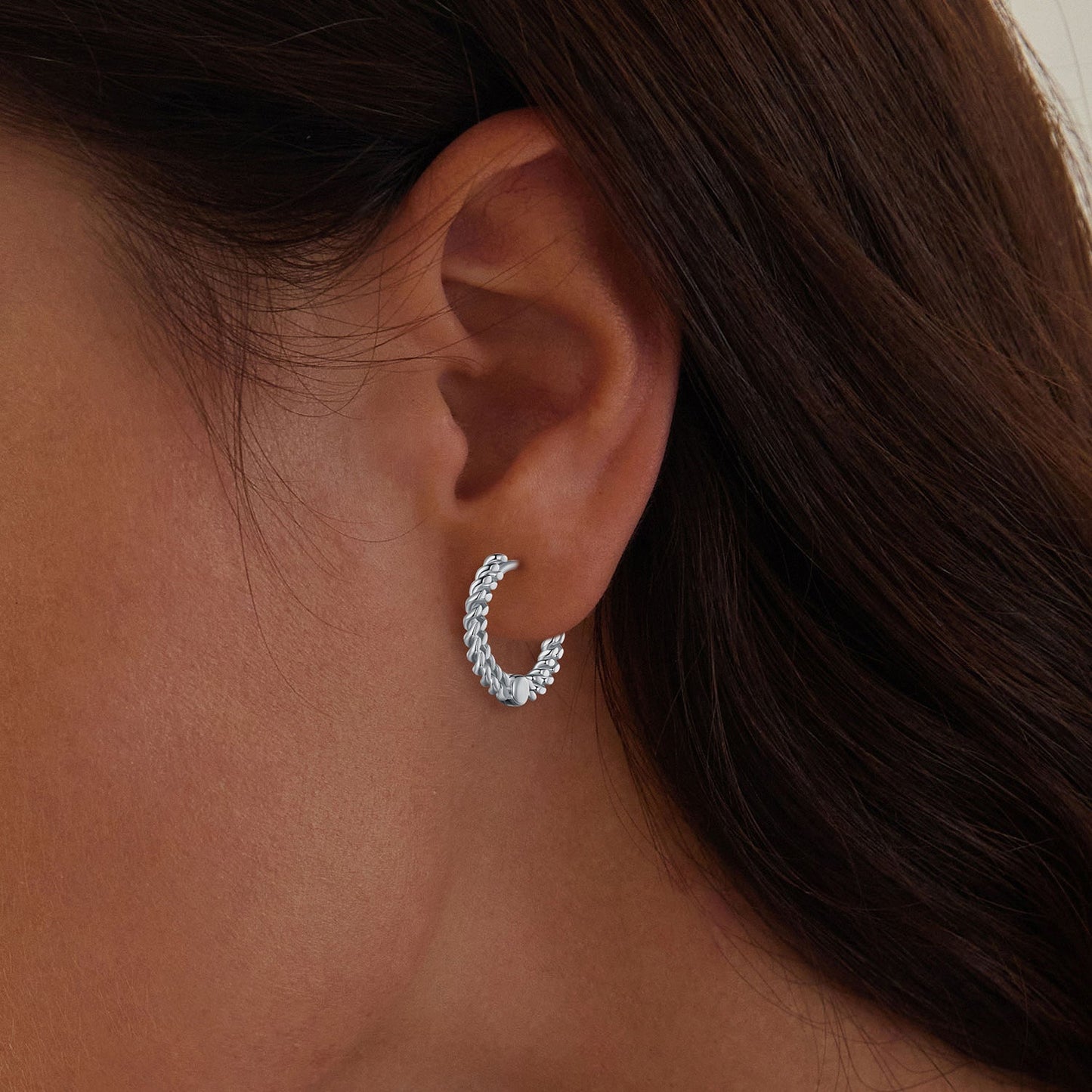 925 Sterling Silver Earrings Size 14*1.5mm Plated Platinum for Women