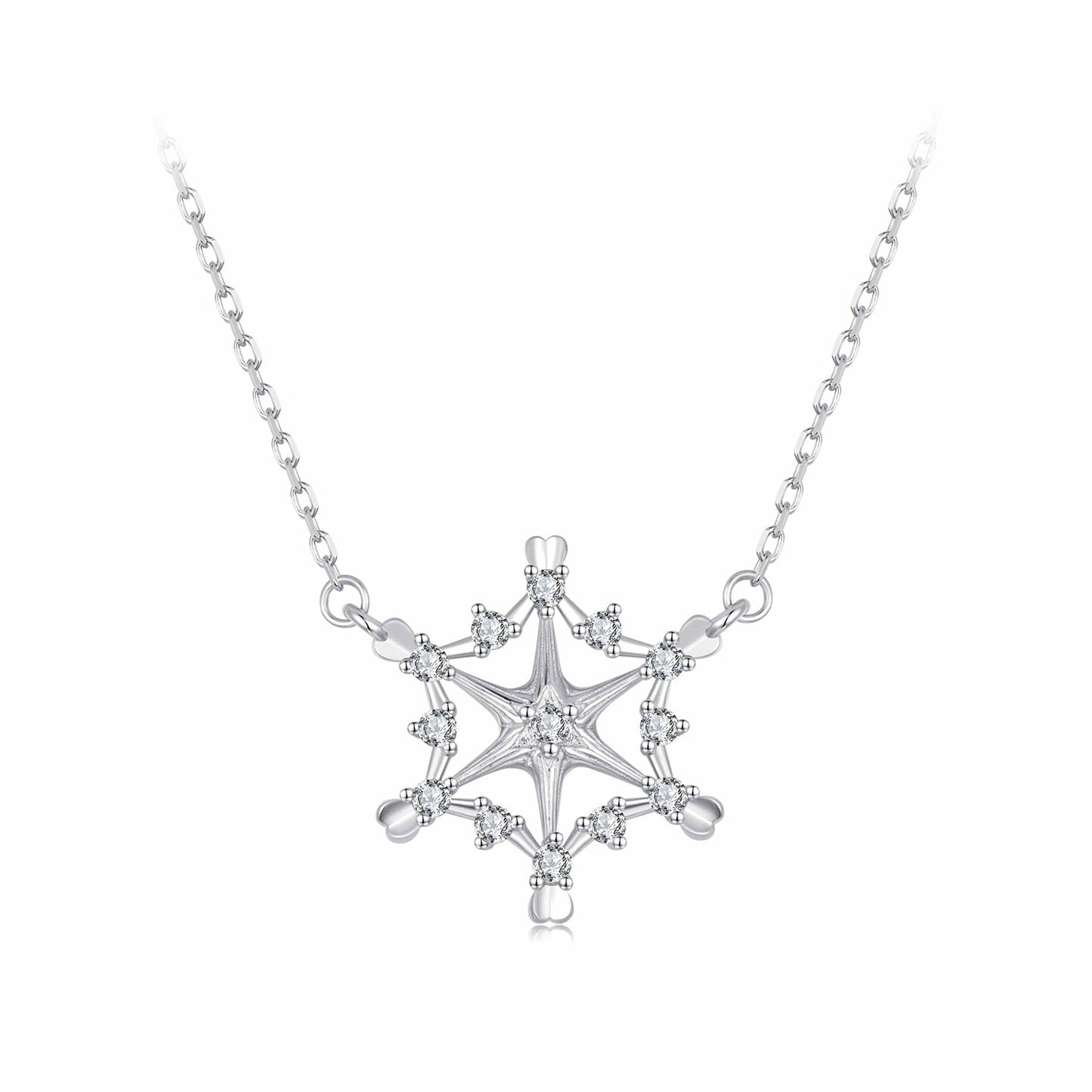 925 Sterling Silver White Gold Plated 1.8x1.9cm CZ Pendant Necklace for Women