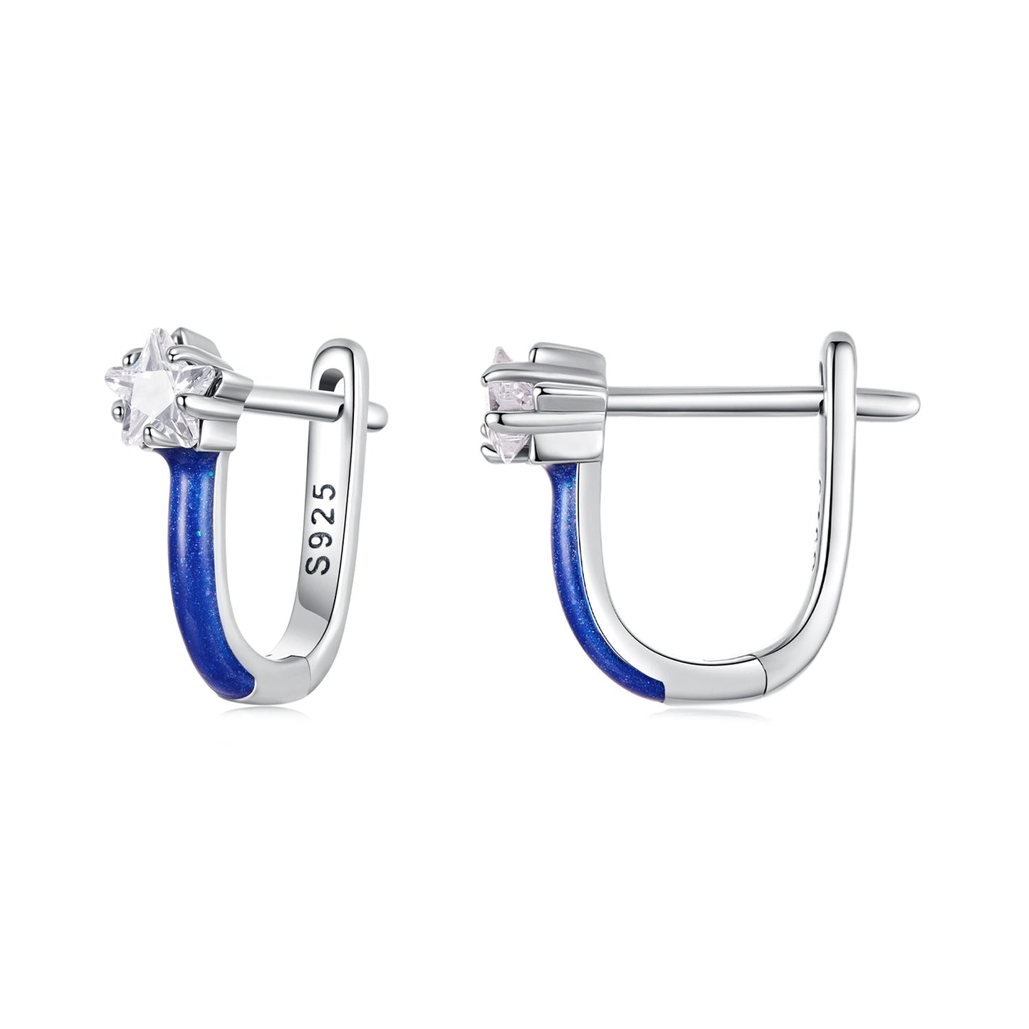 925 Sterling Silver Enamel Earrings with Pavé CZ for Women
