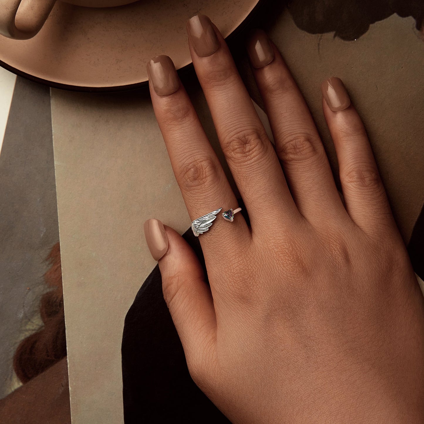 925 Sterling Silver Transparent Glass Ring for Women