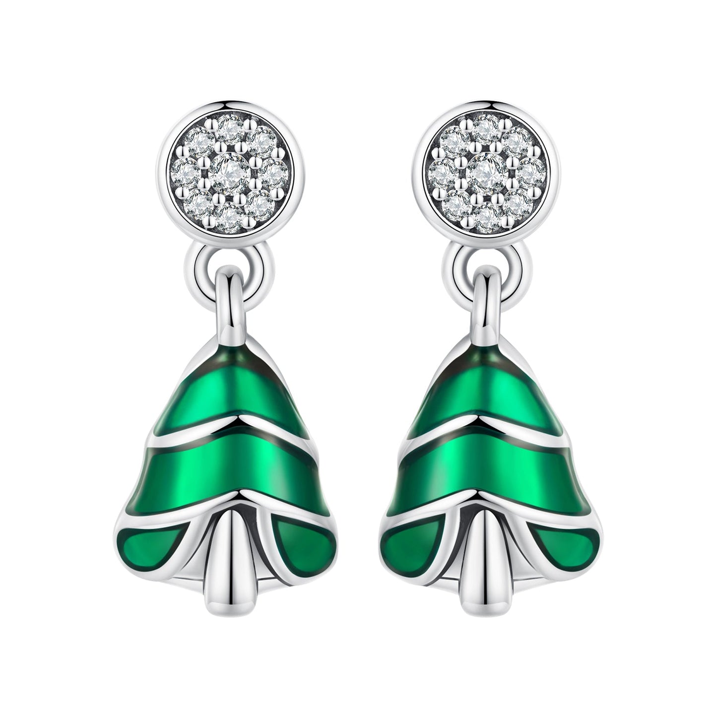 925 Sterling Silver Earrings with Enamel and Pavé Set CZ in Oxidized Silver