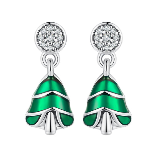 925 Sterling Silver Earrings with Enamel and Pavé Set CZ in Oxidized Silver